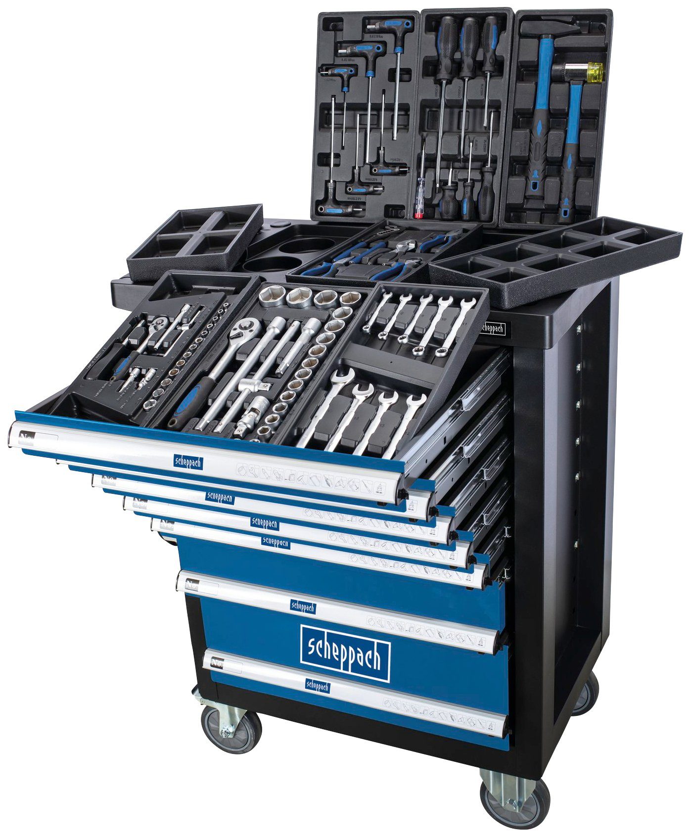 Scheppach Werkstattwagen TW1100, max. Traglast:450 kg, 70-tlg. Werkzeugset, (Set), BxTxH: 47x77,5x97,5 cm