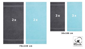 Betz Handtuch Set 10-TLG. Handtuch-Set Palermo Farbe anthrazit und türkis, 100% Baumwolle (Set, 10-St)