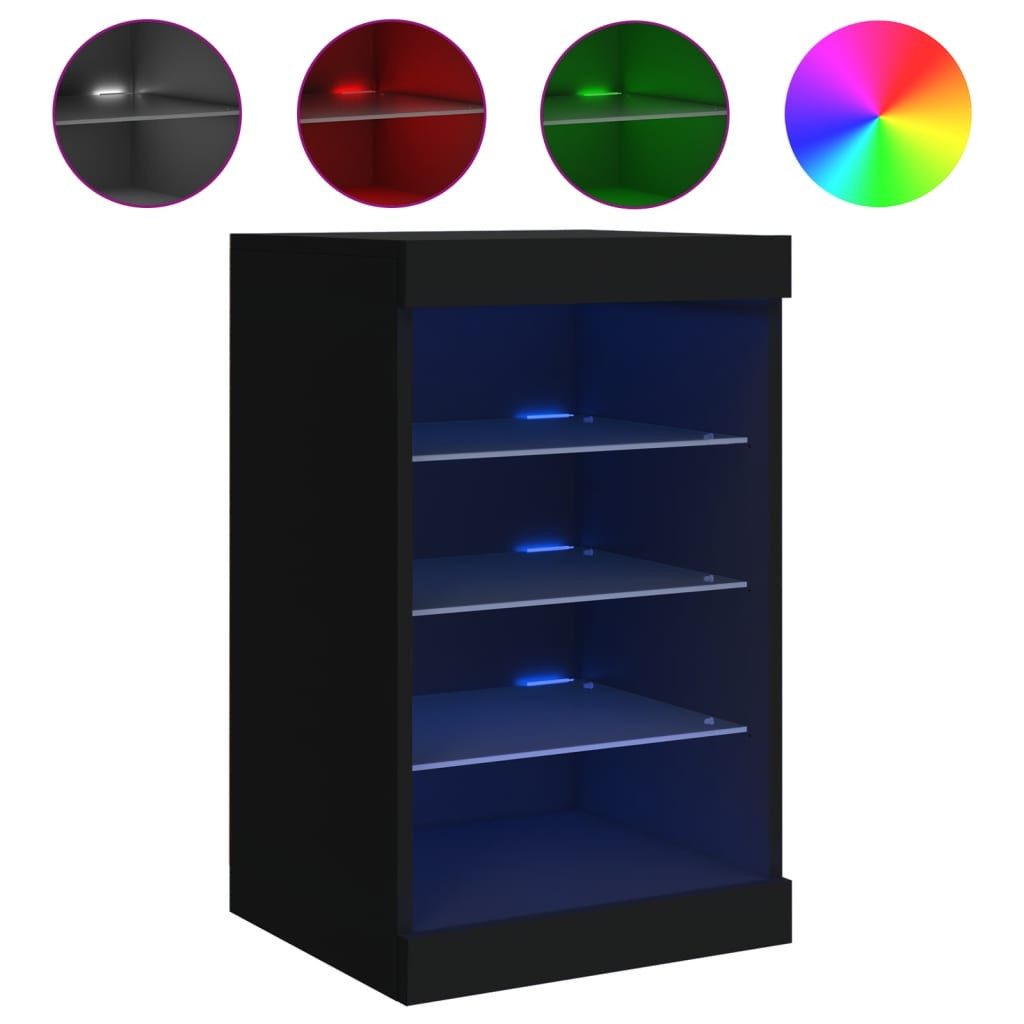 vidaXL Sideboard, Kommode mit LED-Leuchten Schwarz günstig online kaufen