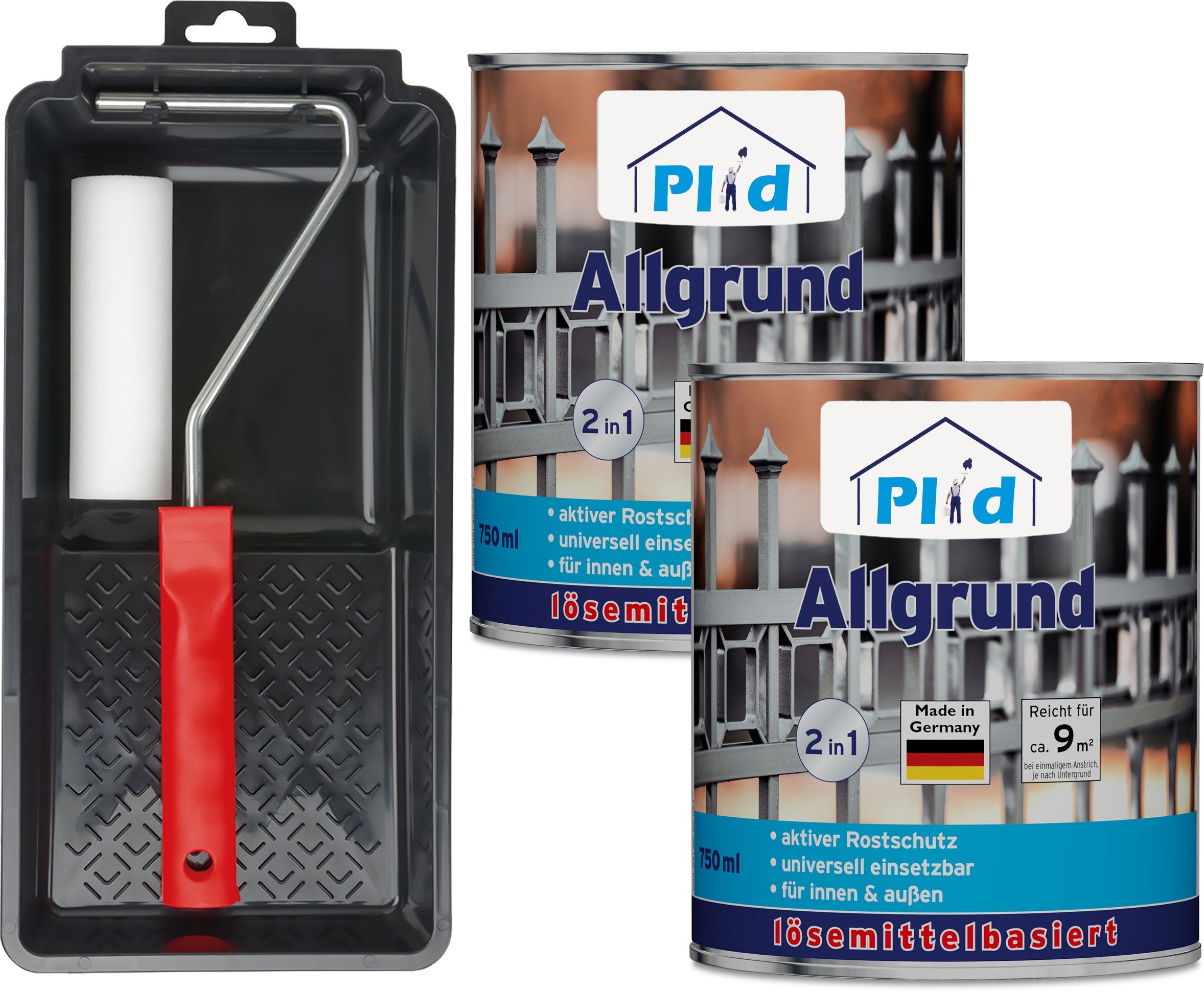 plid Grundierfarbe Premium Allgrund Rostgrundierung Grundierung Set, schnelltrocknend