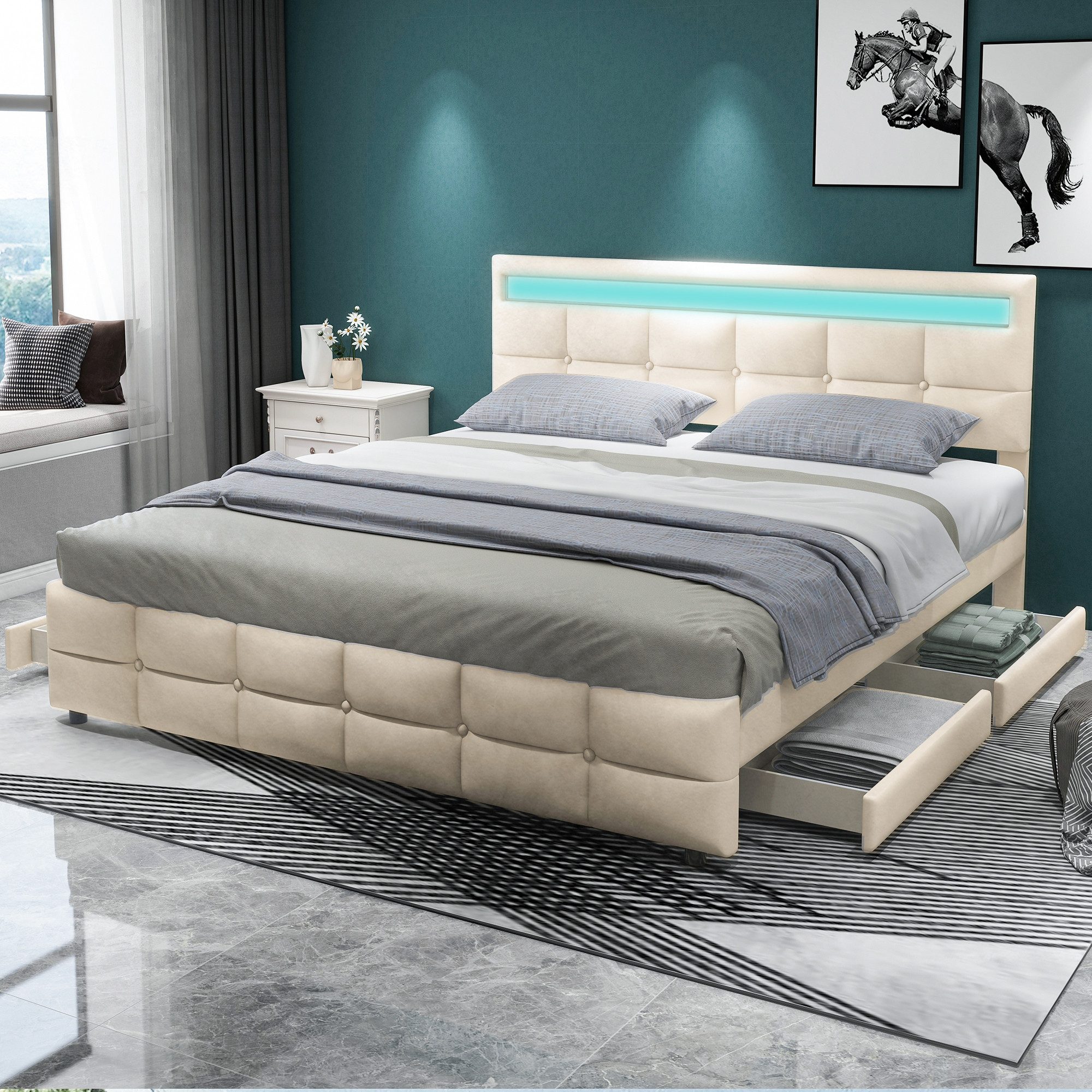 STILVORA Polsterbett 180x200 Bettgestell mit Stauraum günstig online kaufen