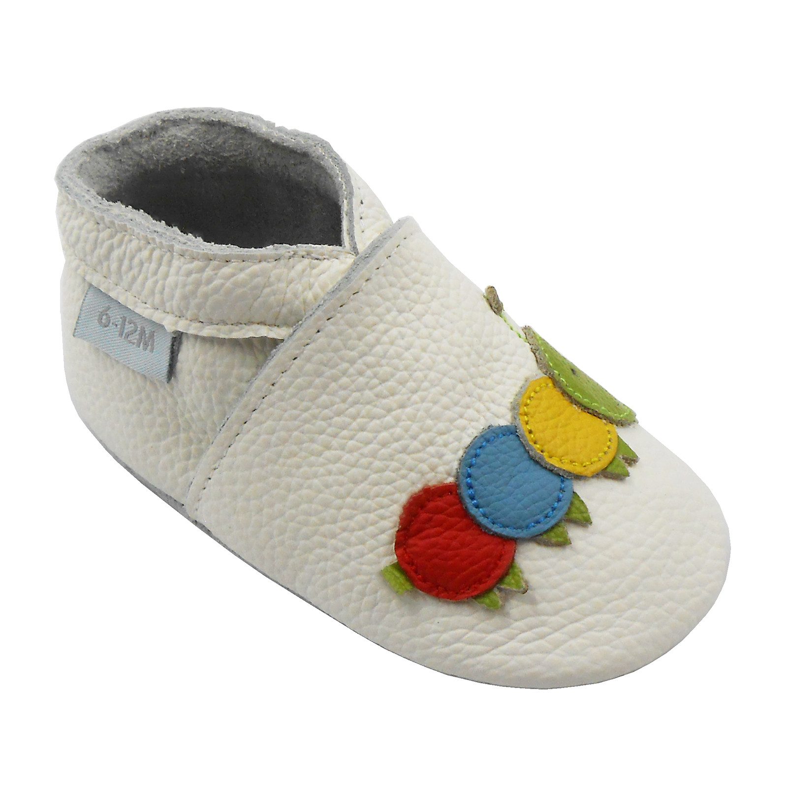 Basrakids Weiche Leder Lauflernschuhe Hausschuhe Lederpuschen Raupe weiß Lauflernschuh (Sowohl drinnen als auch draußen erhältlich) Handgenäht, weiche, leichte, flexible, rutschfest