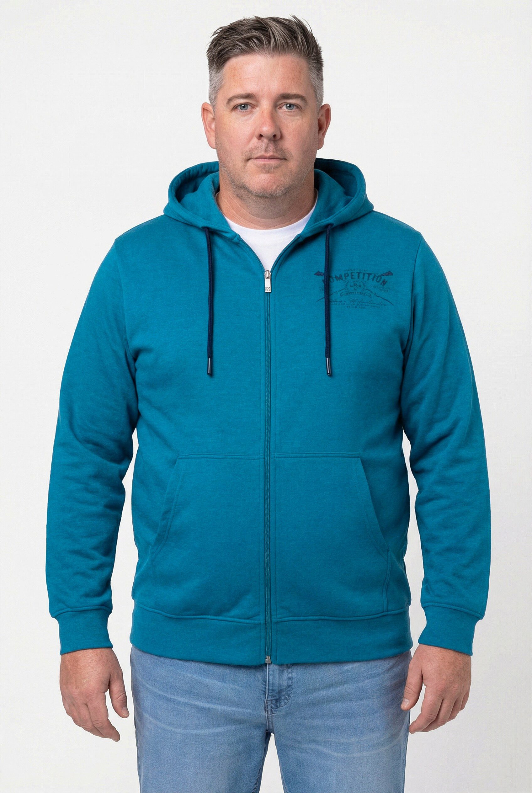 Fleecejacke Hoodiejacke Sweat Kapuze Kängurutasche