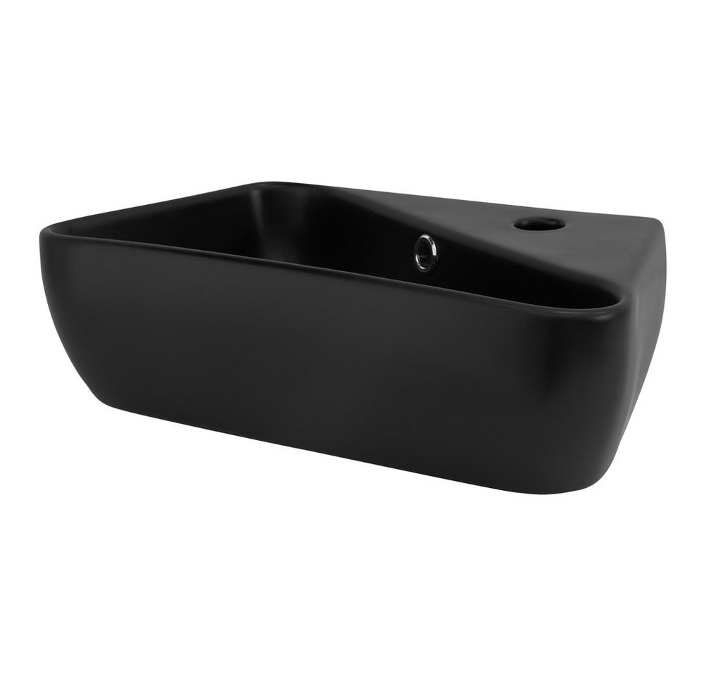 Thumbnail - LuxeBath Waschbecken Aufsatzwaschbecken aus Keramik für Badezimmer/Gäste-WC, Handwaschbecken Schwarz inkl. Ablaufgarnitu...