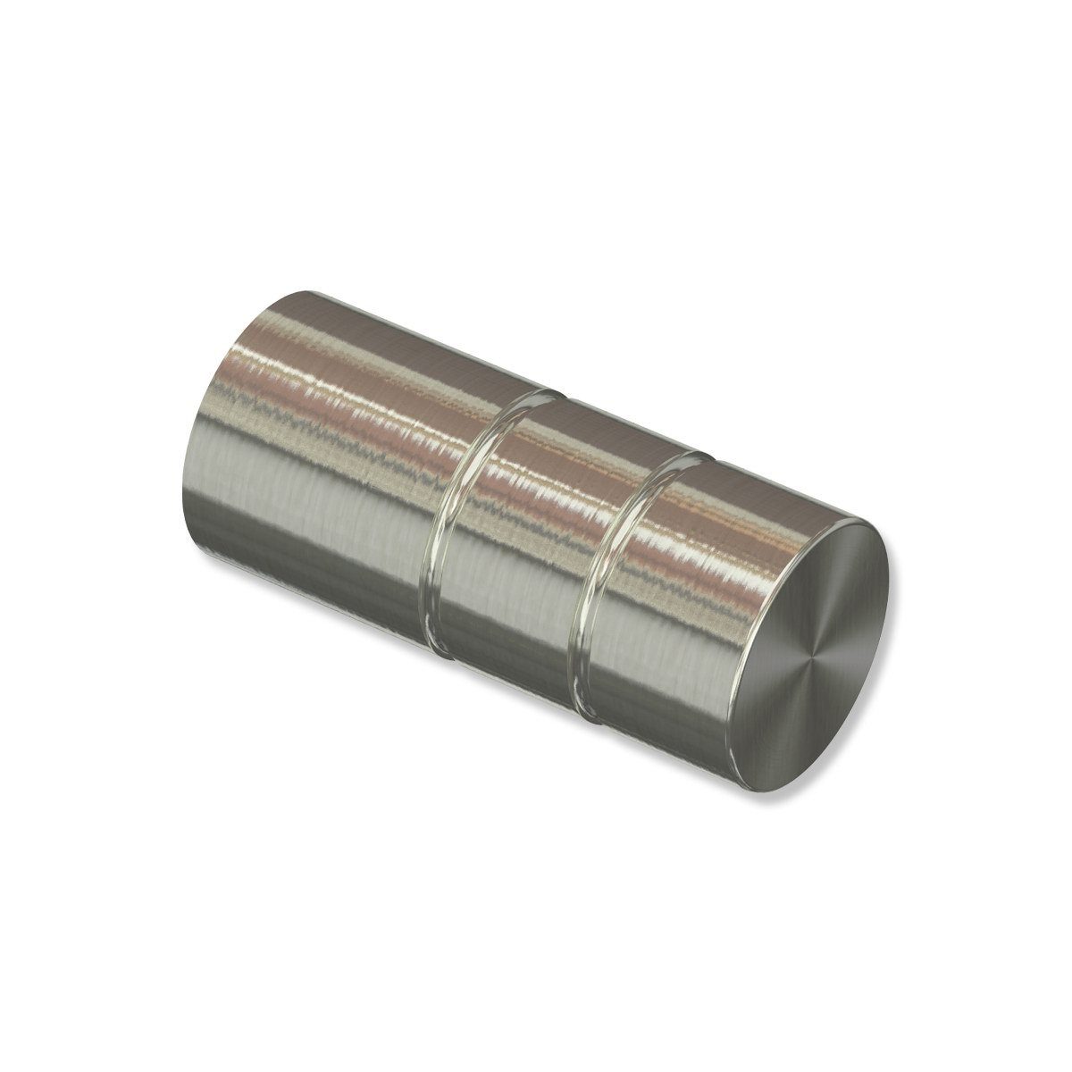 Gardinenstangen-Endstück Caras (Rillenzylinder), INTERDECO, für 16 mm Ø, (Packung, Edelstahl-Optik), 2 Stück