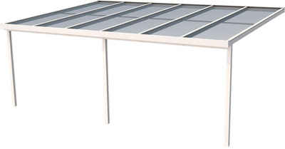 GUTTA Terrassendach »Premium«, BxT: 611x406 cm, Bedachung Doppelstegplatten, BxT: 611x406 cm, Dach Polycarbonat gestreift weiß
