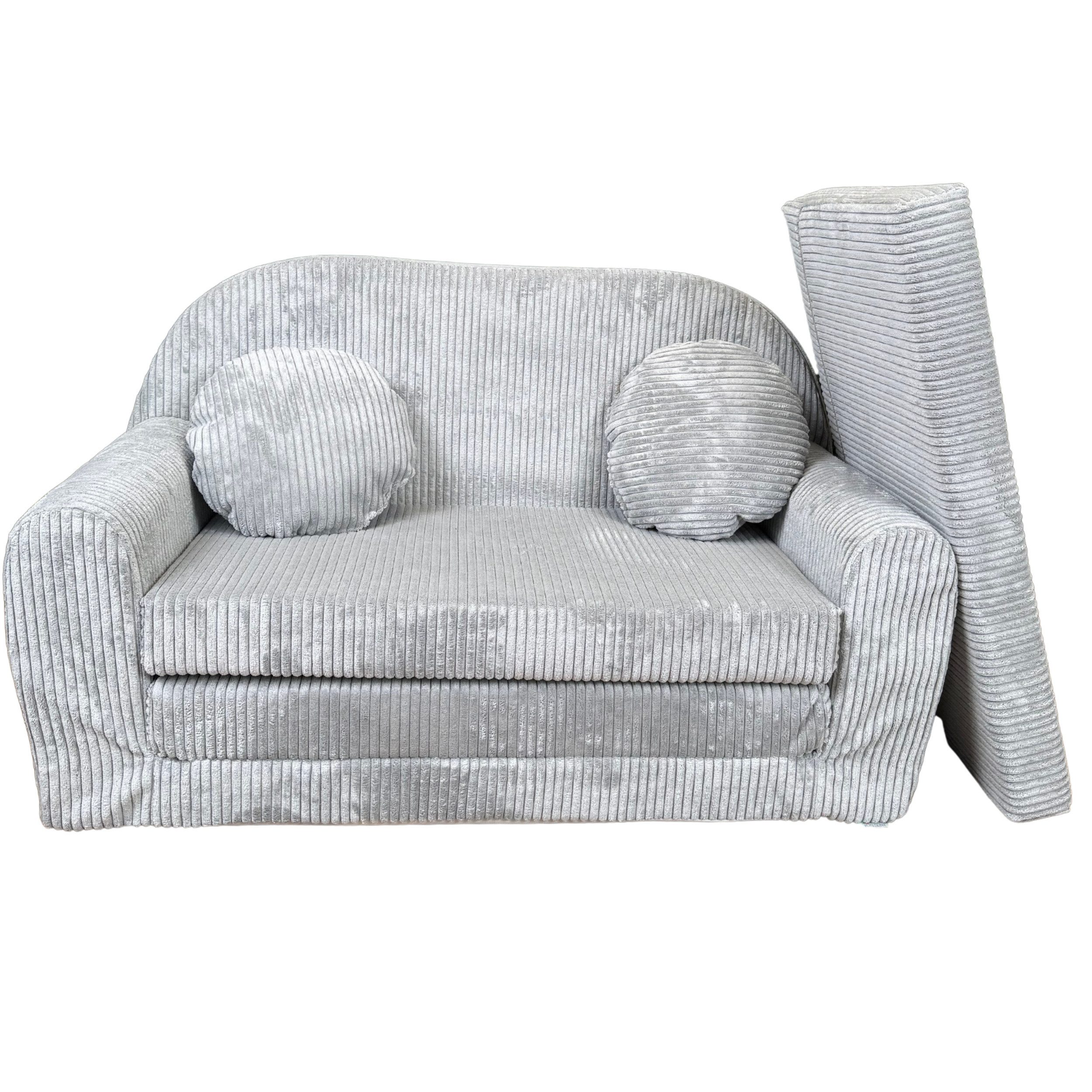 FORTISLINE Kindersofa Kindersofa Rosalia Ausklappbares Sofa aus Cord mit Verlängerung