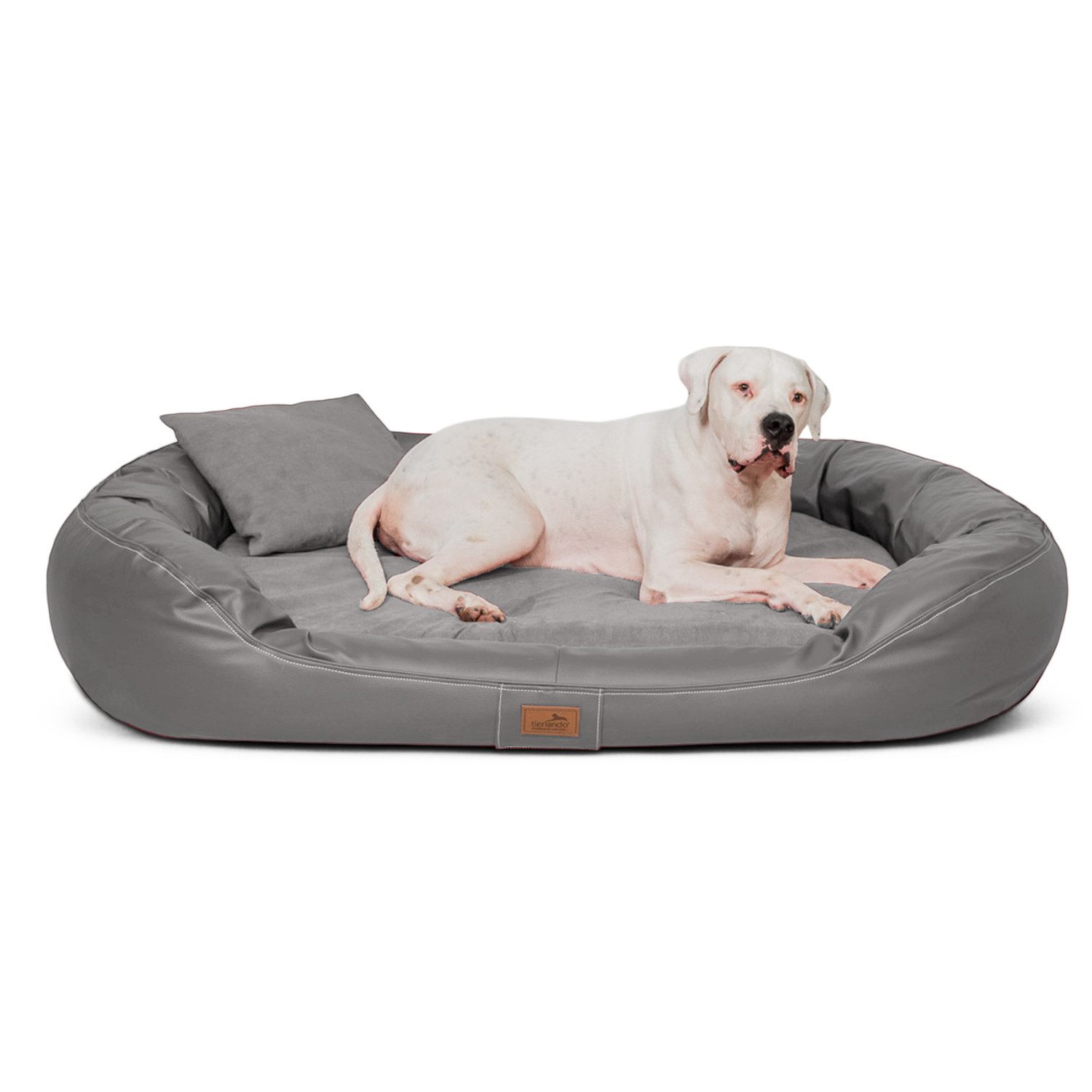 tierlando® Tierbett Orthopädisches Hundebett LENNART VISCO PLUS Kunstleder und Velours, Anti-Haar Kunstleder, Schmutz- und wasserabweisendes Velours