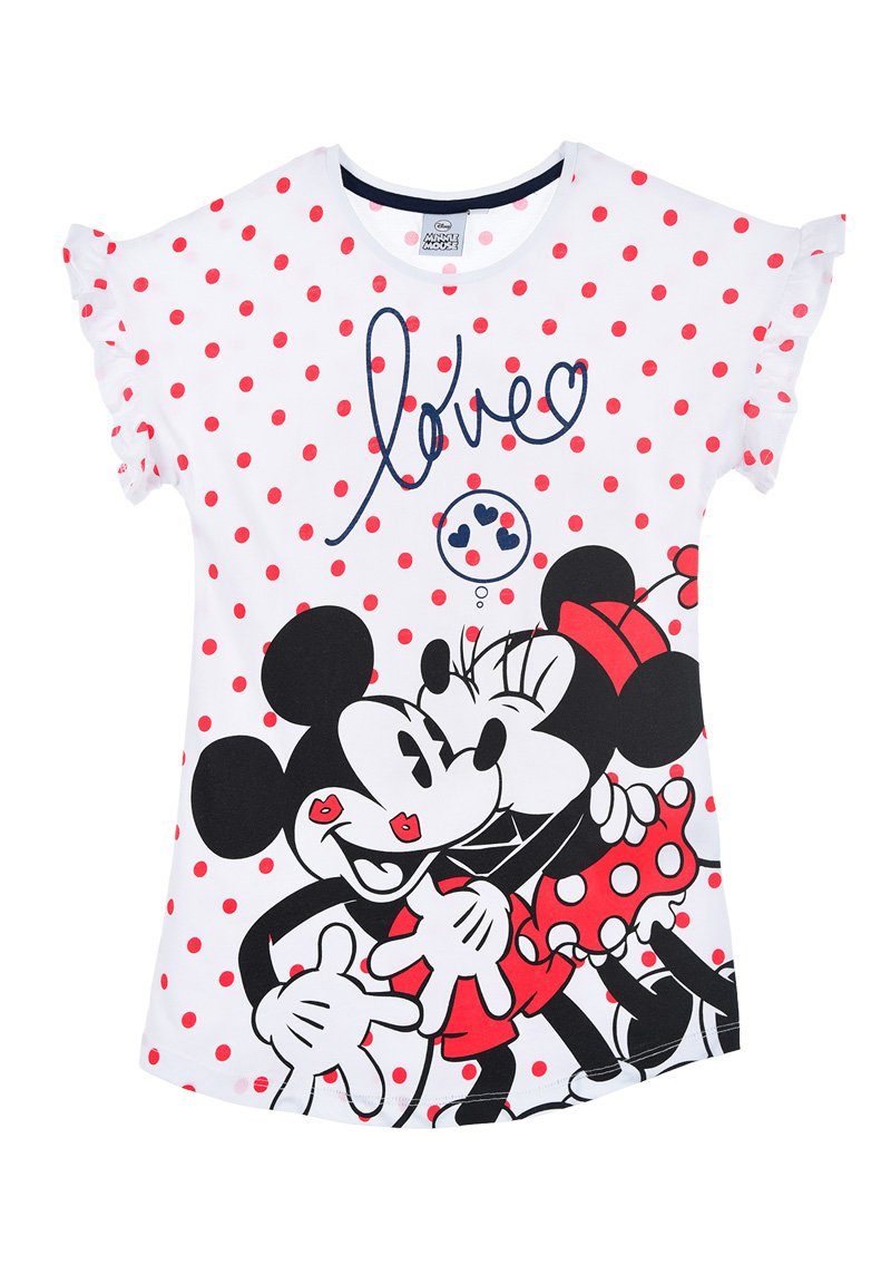 Pyjama Kinder Mädchen Minnie Mouse Schlafshirt Nachthemd Disney