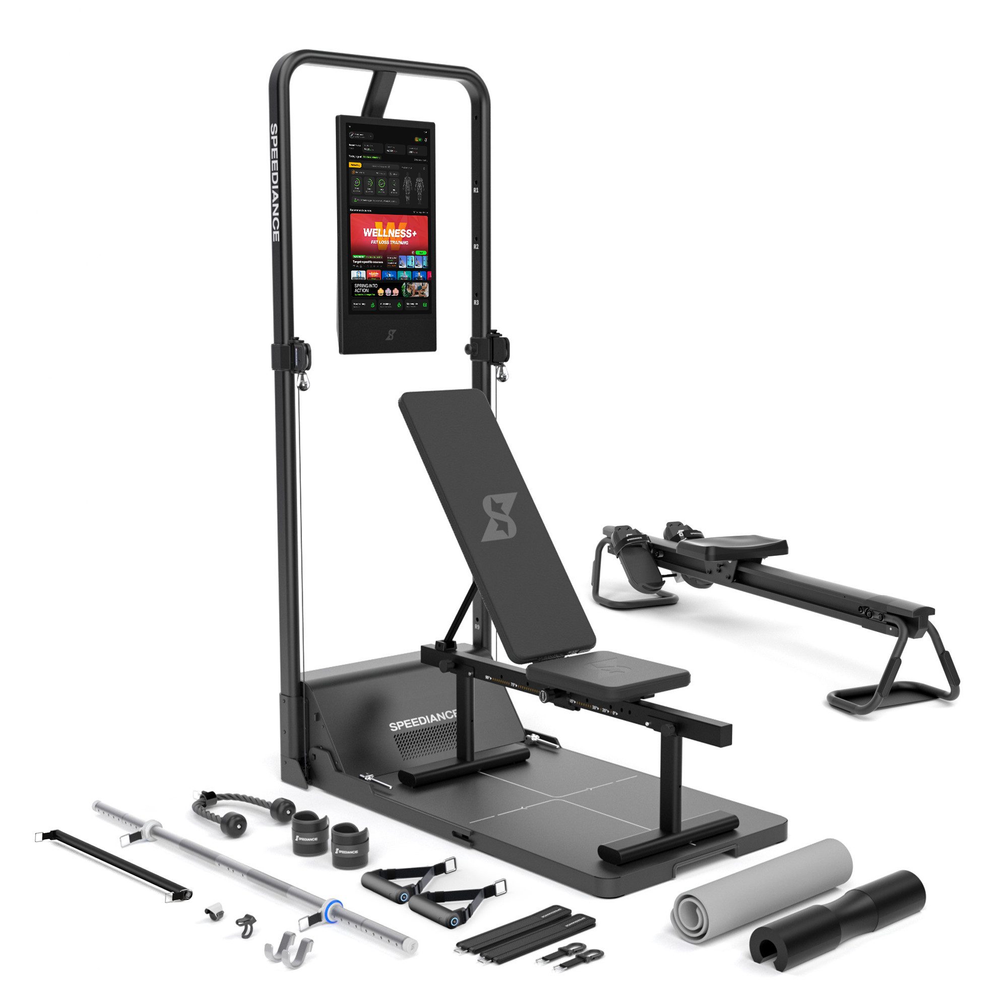 SPEEDIANCE Kraftstation Smarte KI-gesteuerte Multi-Funktionale Smith-Maschine für Ganzkörper, (mit Digitalem Gewichtssystem, Squat Rack und Trainingsstation), All-in-One Fitnessgerät, Gym Monster 2S