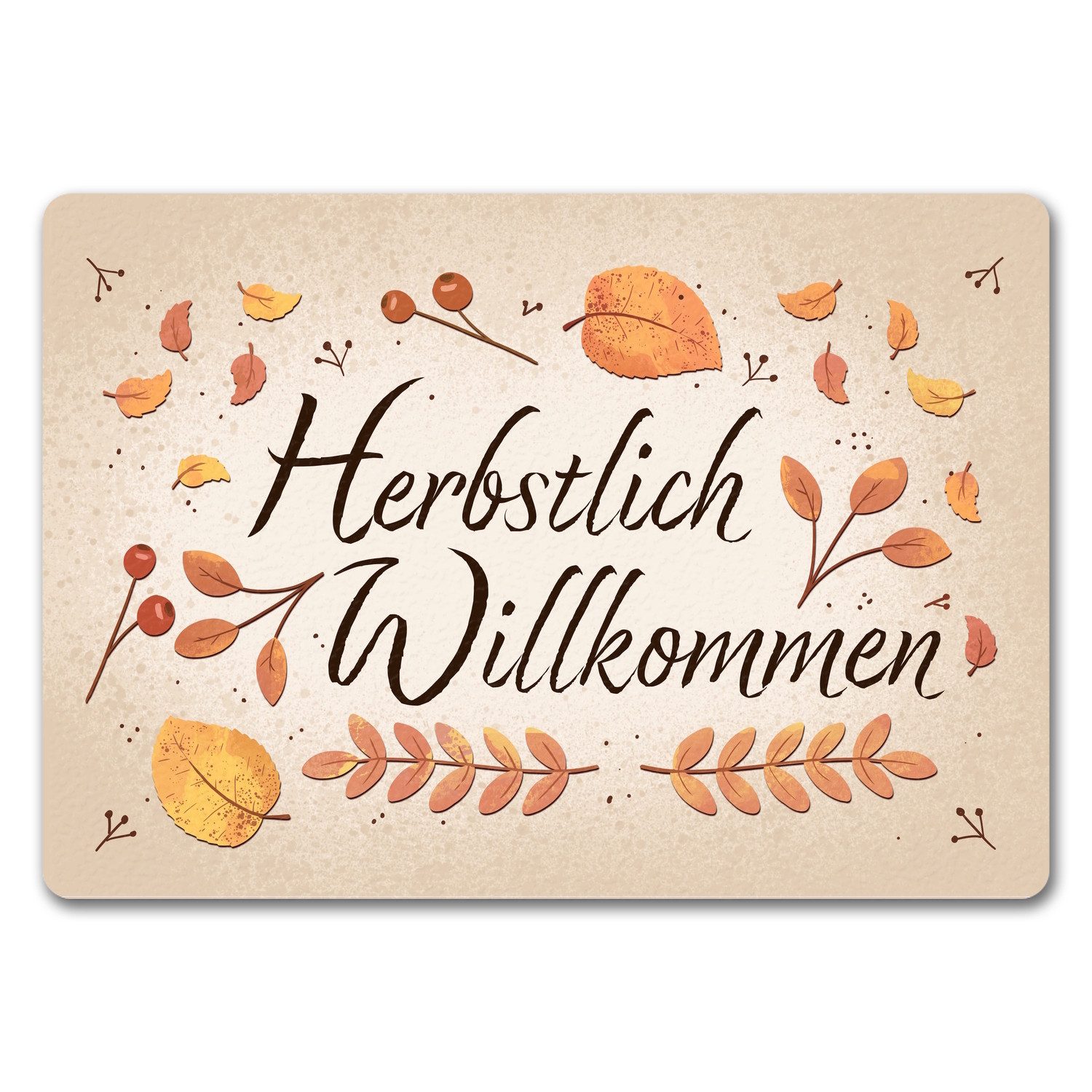Fußmatte Herbstlich Willkommen Fußmatte in 35x50 cm ohne Rand mit bunten