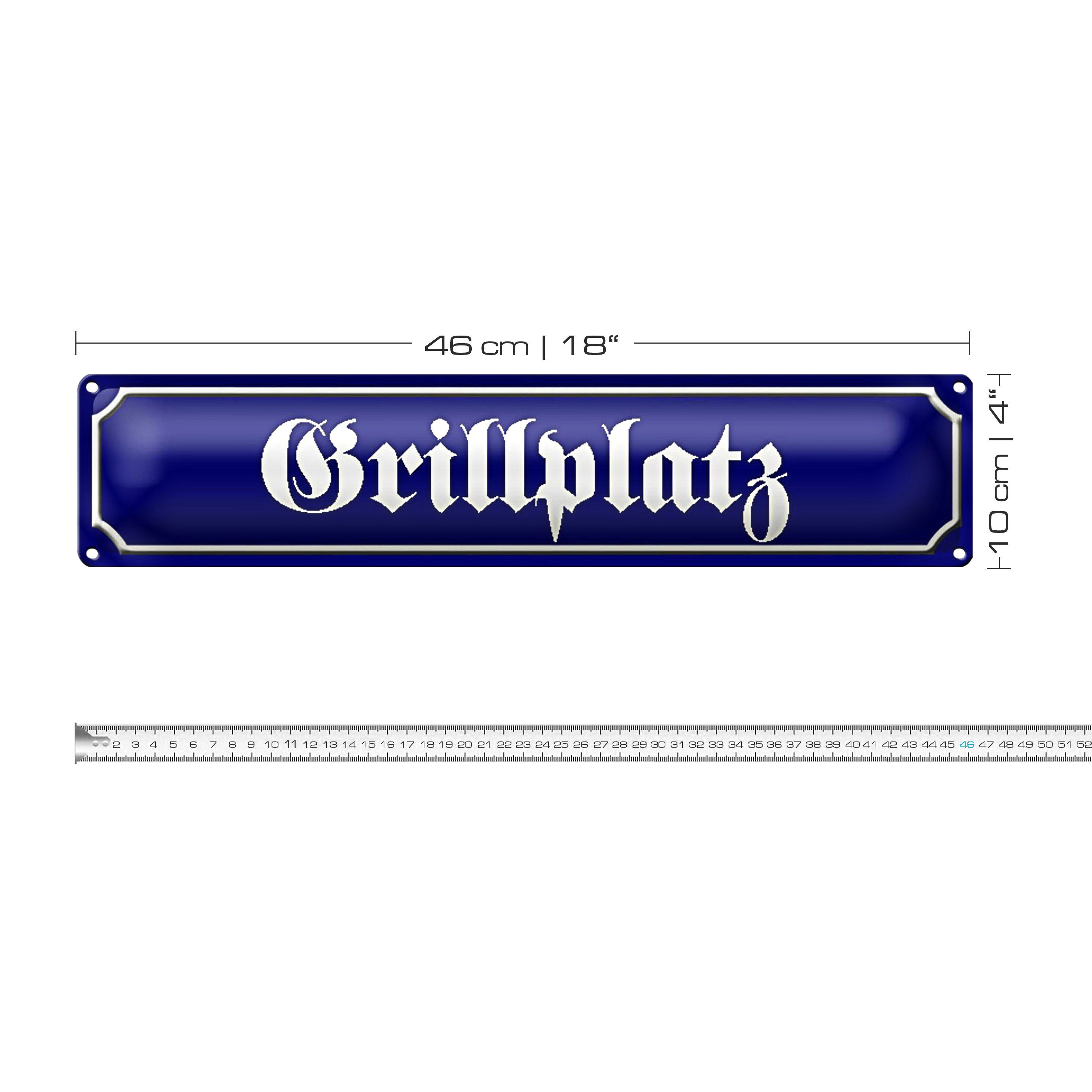 Roomando Metallschild Blechschild Straßenschild 46x10cm Grillplatz Grillen Dekoration – Bild 2 von 4