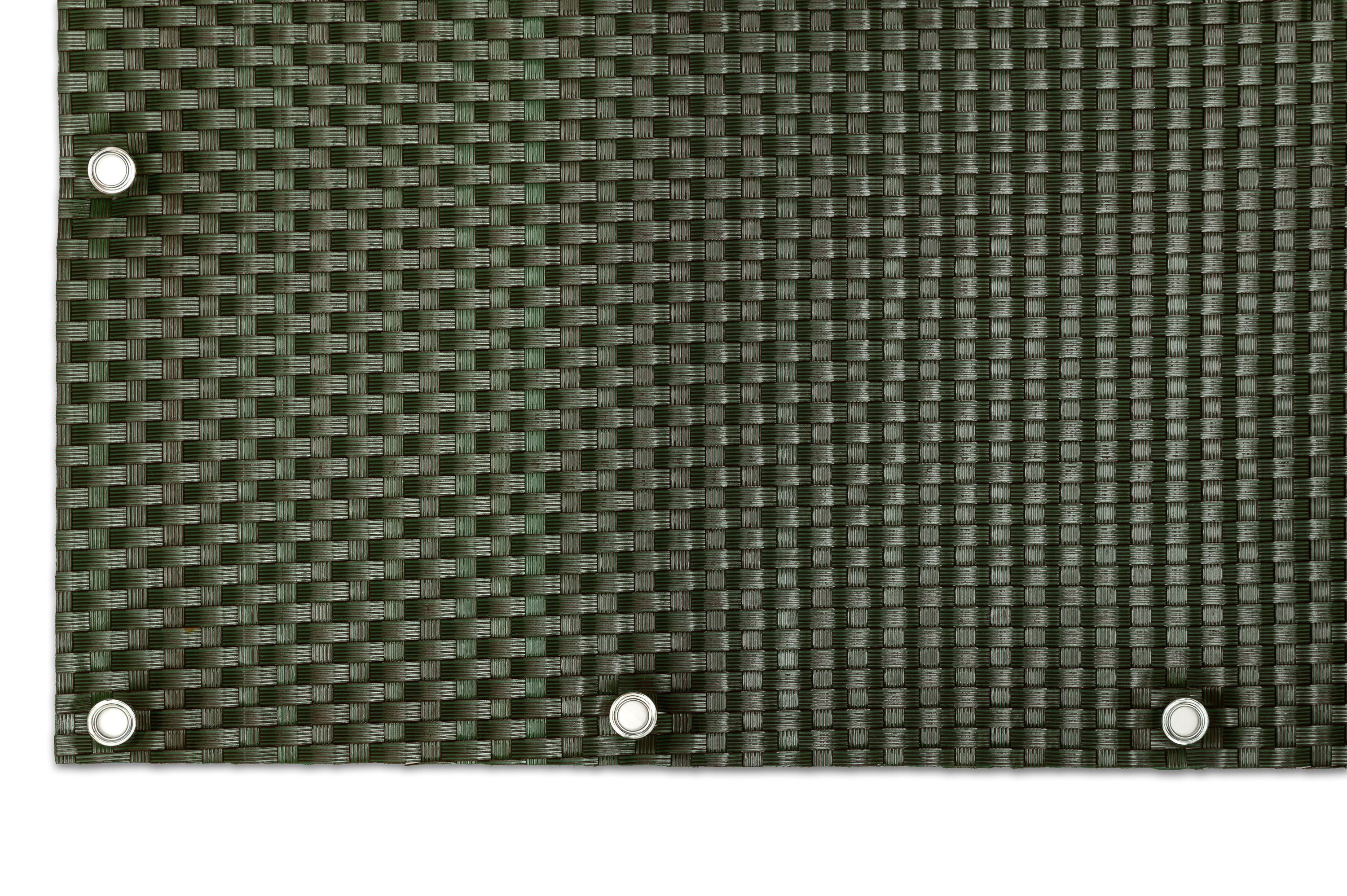 Thumbnail - Rattan Art Balkonsichtschutz Polyrattan mit Metallösen Grün 0,9m x 5m