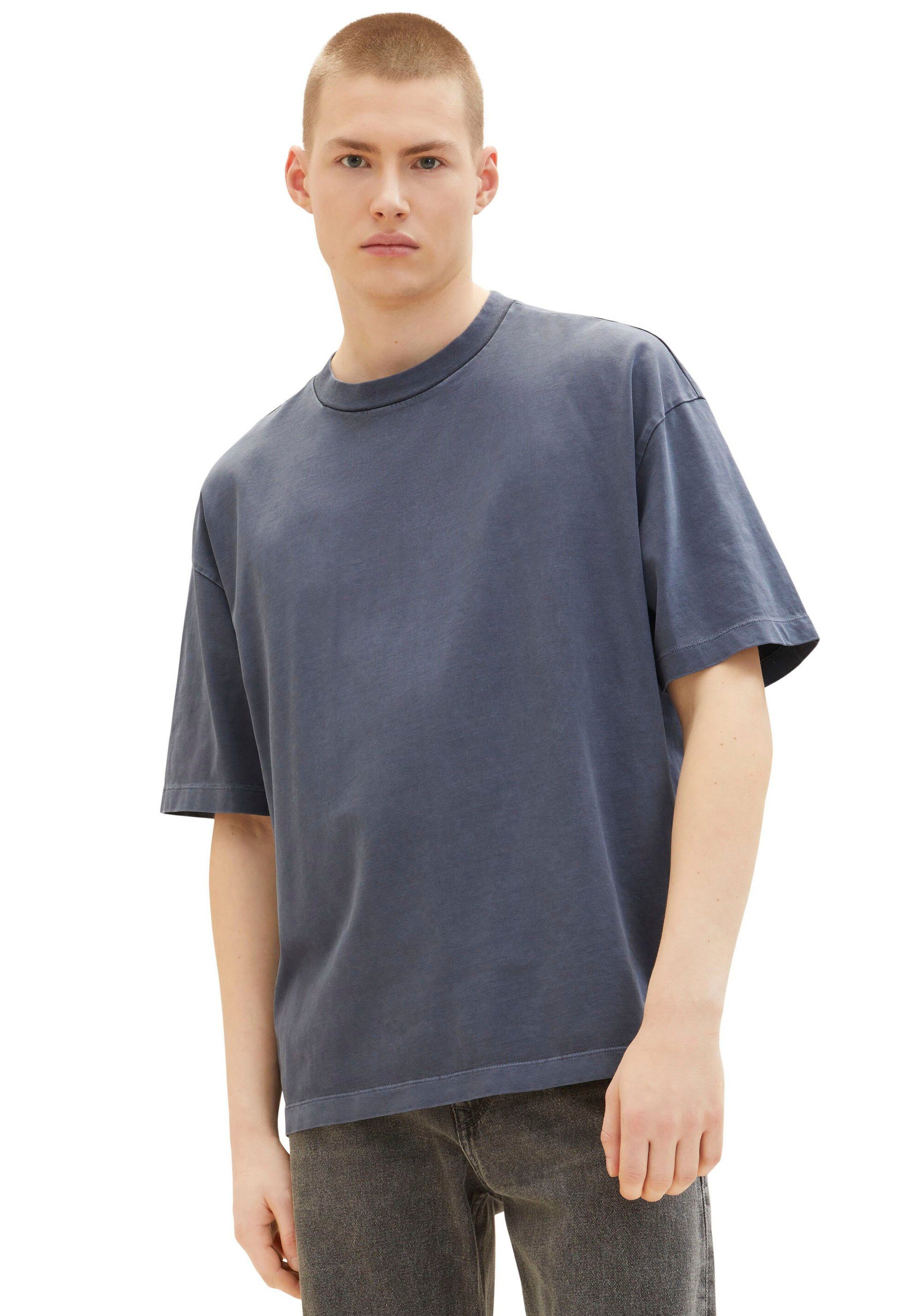 Rundhalsausschnitt dunkelblau TOM TAILOR mit Oversize-Shirt Denim