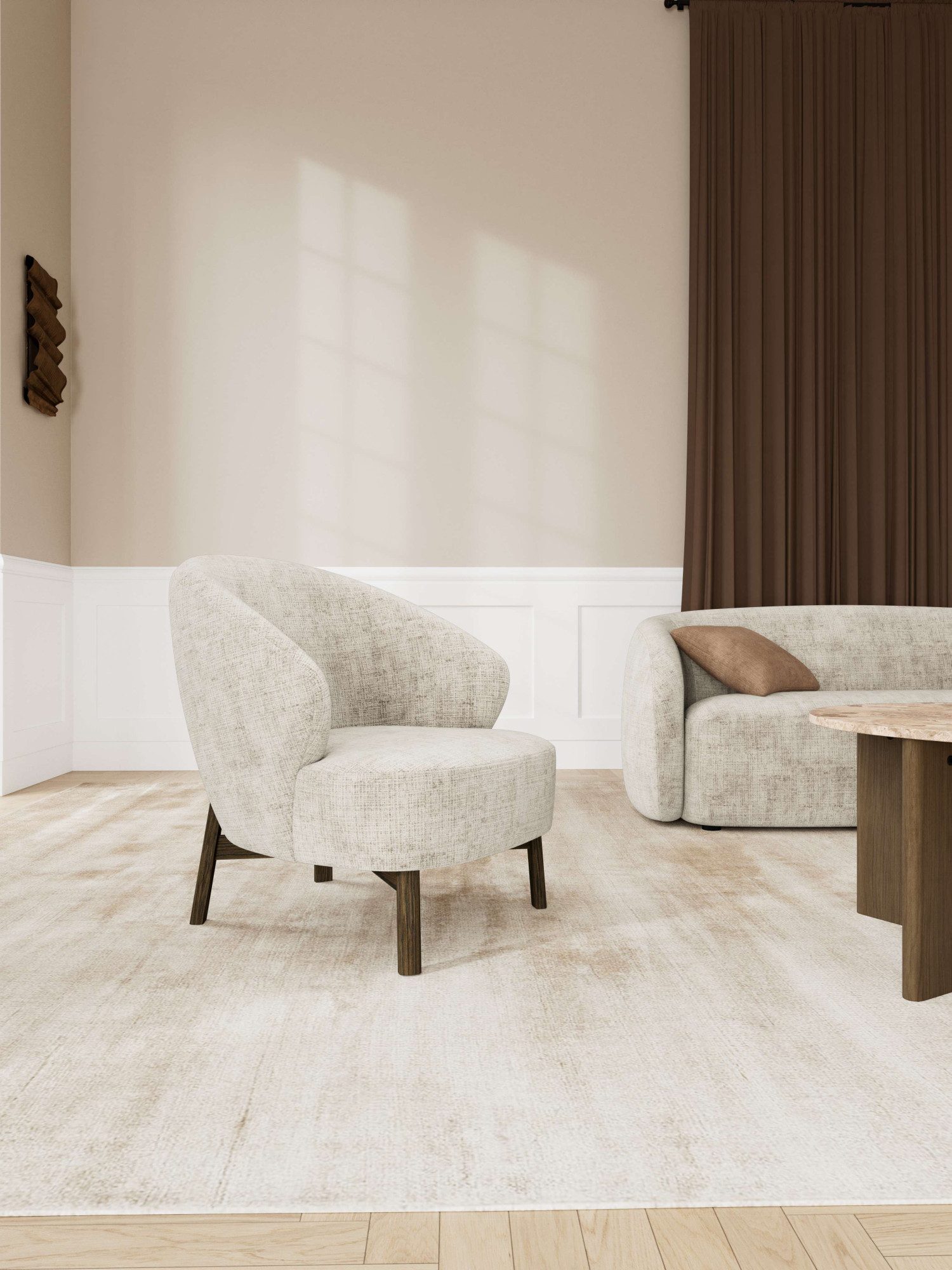 ACTONA GROUP Polsterstuhl Relaxsessel, Polstersessel, Stuhl, beige, 77.5x78x78cm
