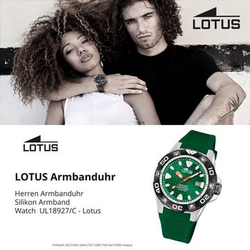 Lotus Chronograph Lotus Herrenuhr Silikon grün Lotus, (Chronograph), Herren Armbanduhr rund, groß (ca. 45mm), Edelstahl