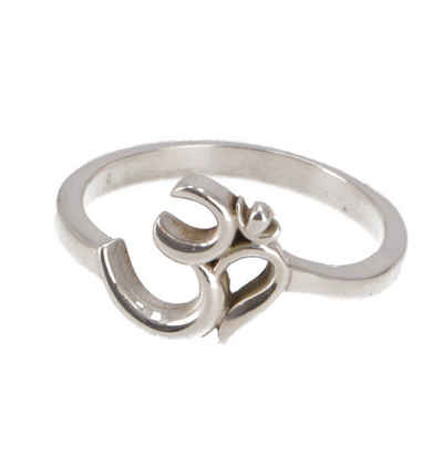 Guru-Shop Silberring Silberring, Boho Style Ethno Ring - Om