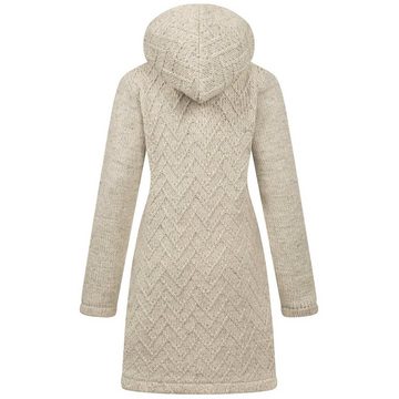 ALMHUBER Longstrickjacke ALMHUBER Damen Strickjacke Kurzmantel Wolle Winter Jacke Kapuze Boho