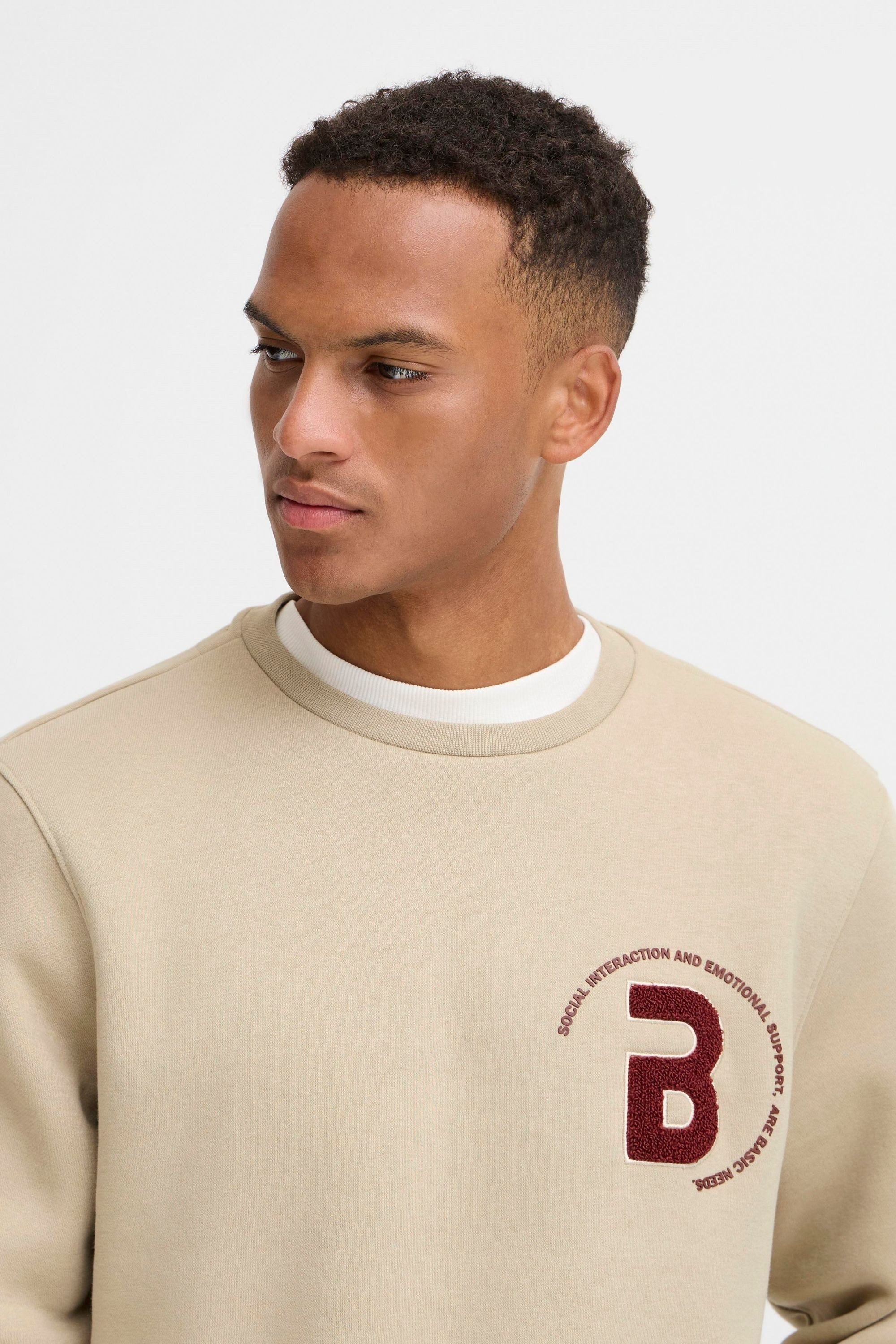 Blend Rundhalspullover BHFlorian Lässiger Sweatpullover mit Stickerei