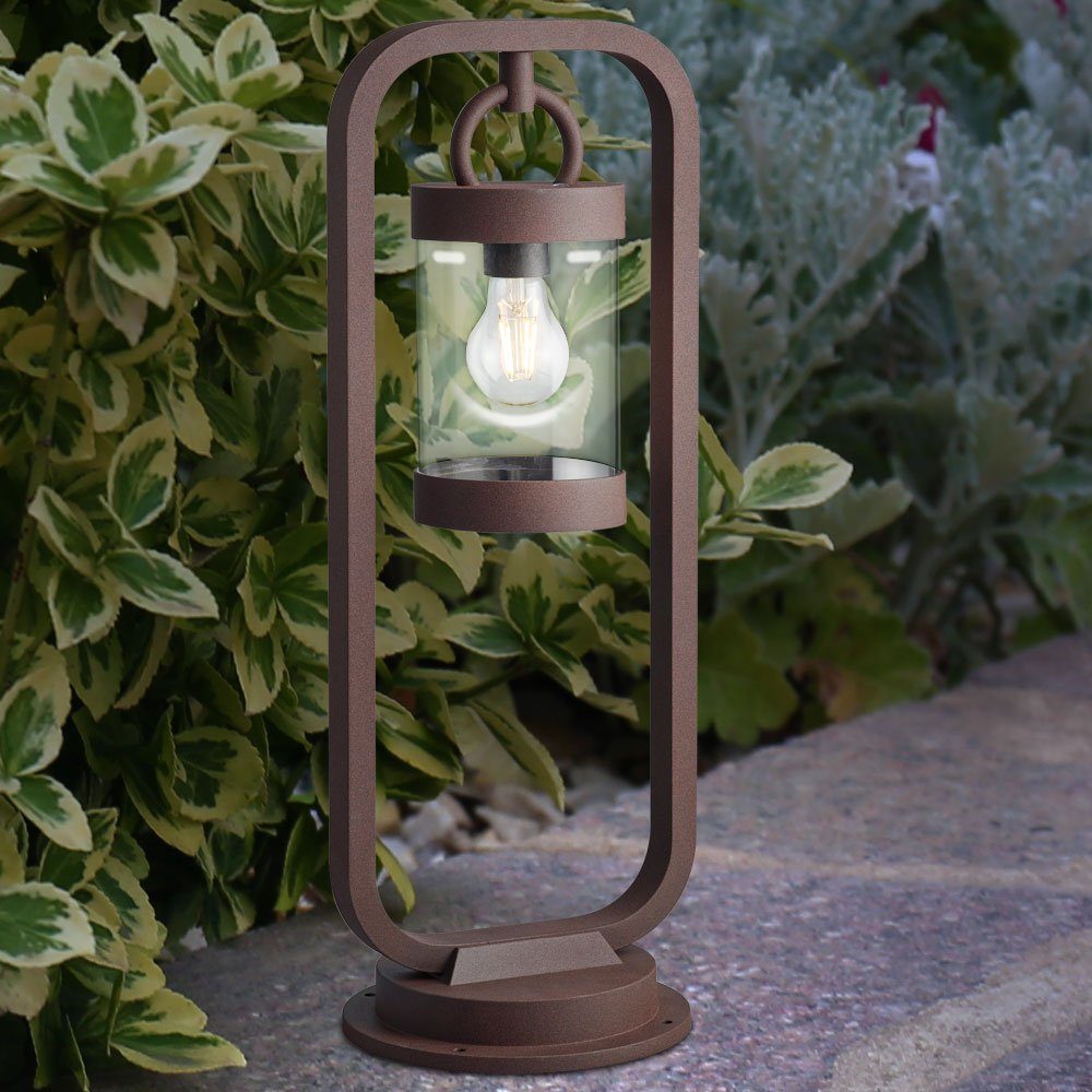 etc-shop Sockelleuchten, Leuchtmittel nicht inklusive, Außen Stehlampe rostfarbig Vintage Garten Beleuchtung