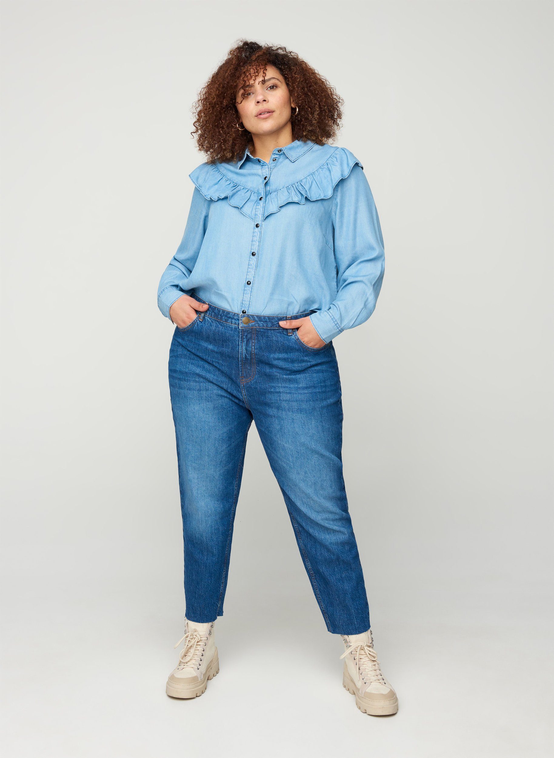 Zizzi Mom-Jeans Große Größen Damen Regular Fit Mom Jeans mit hoher Taille  online kaufen | OTTO
