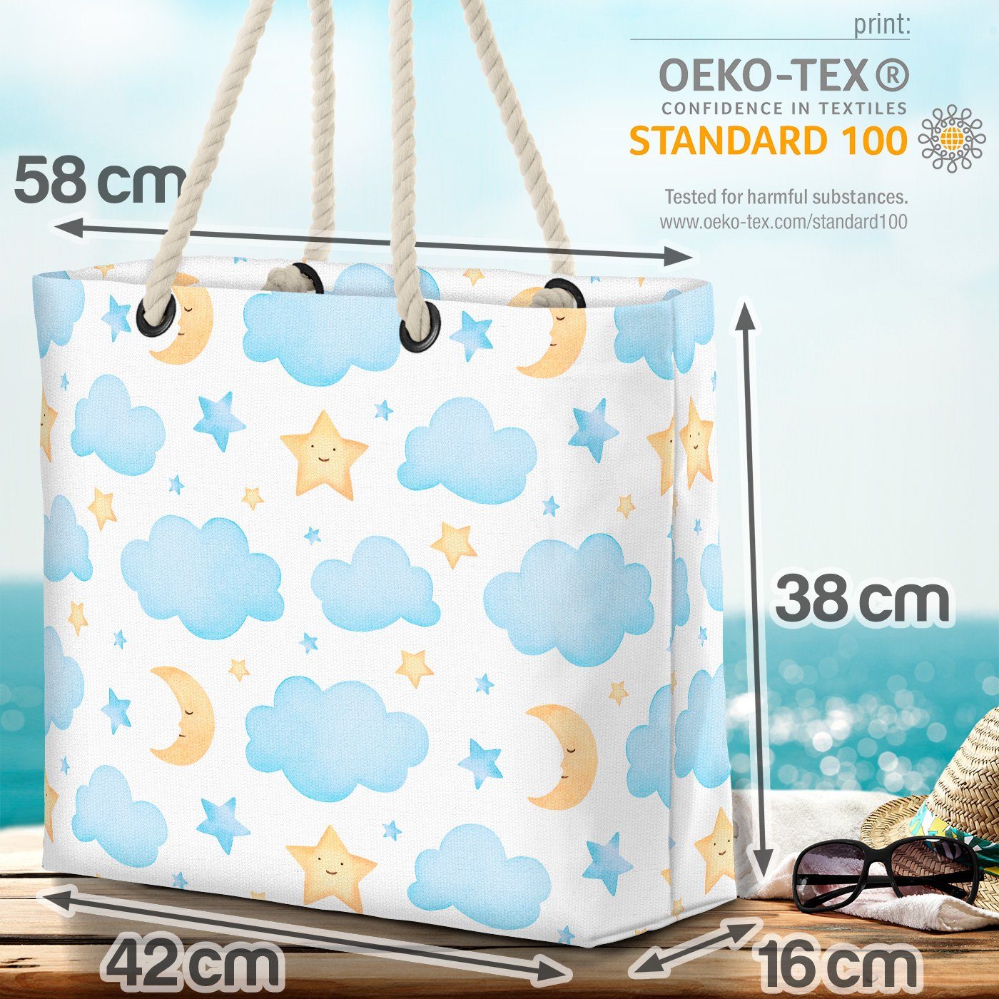 (1-tlg), Wolken Mond Kind Strandtasche Jungen Mond Sterne Baby VOID Mädchen Wolken Kinder Sterne