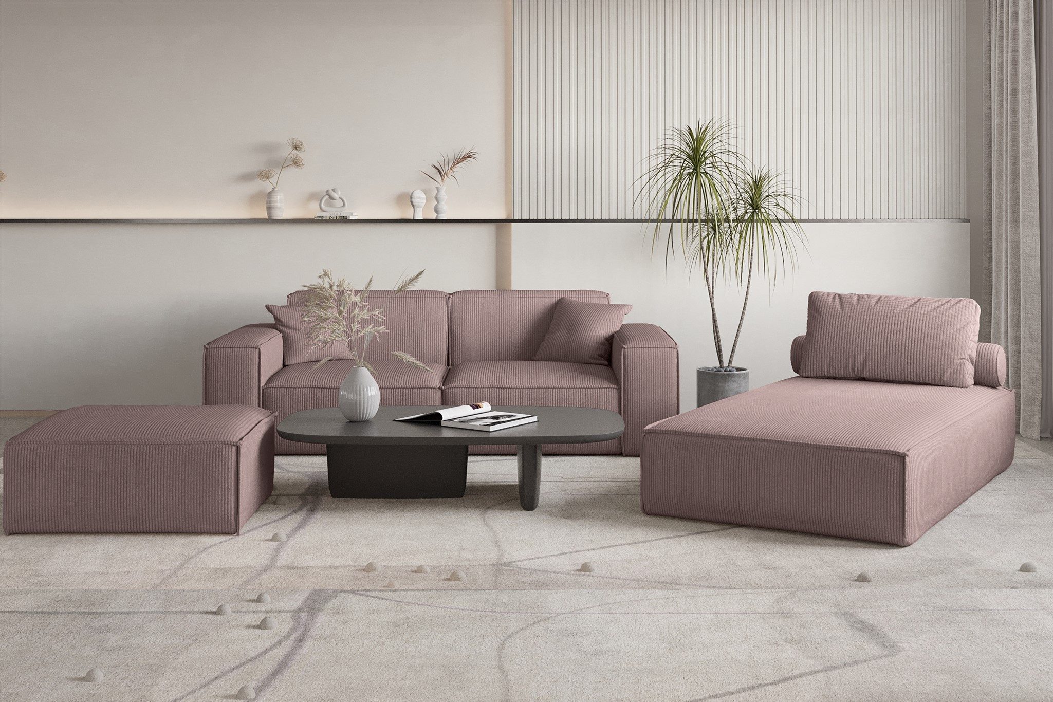Fun Möbel Polsterhocker Designerhocker CELES PREMIUM 105x105 cm in Stoff (105x105x40 cm), In 3 verschiedenen Stoffen