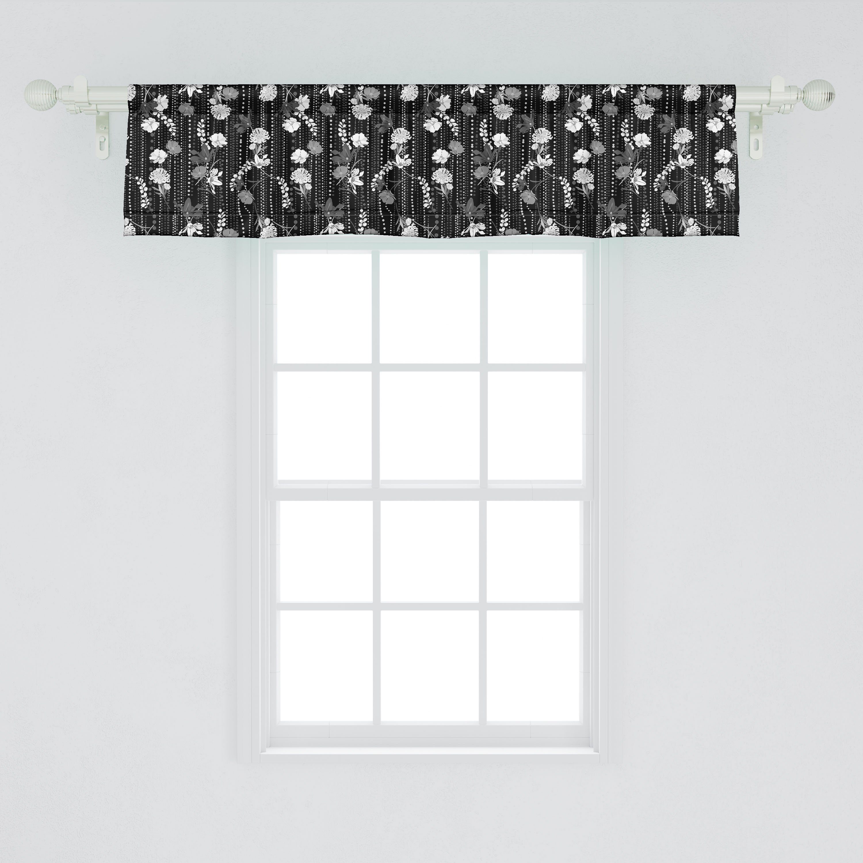 Tupfen-Anhänger Microfaser, Vorhang Schlafzimmer mit Scheibengardine Küche für Dekor Stangentasche, Volant Blumen Abakuhaus, Blumen