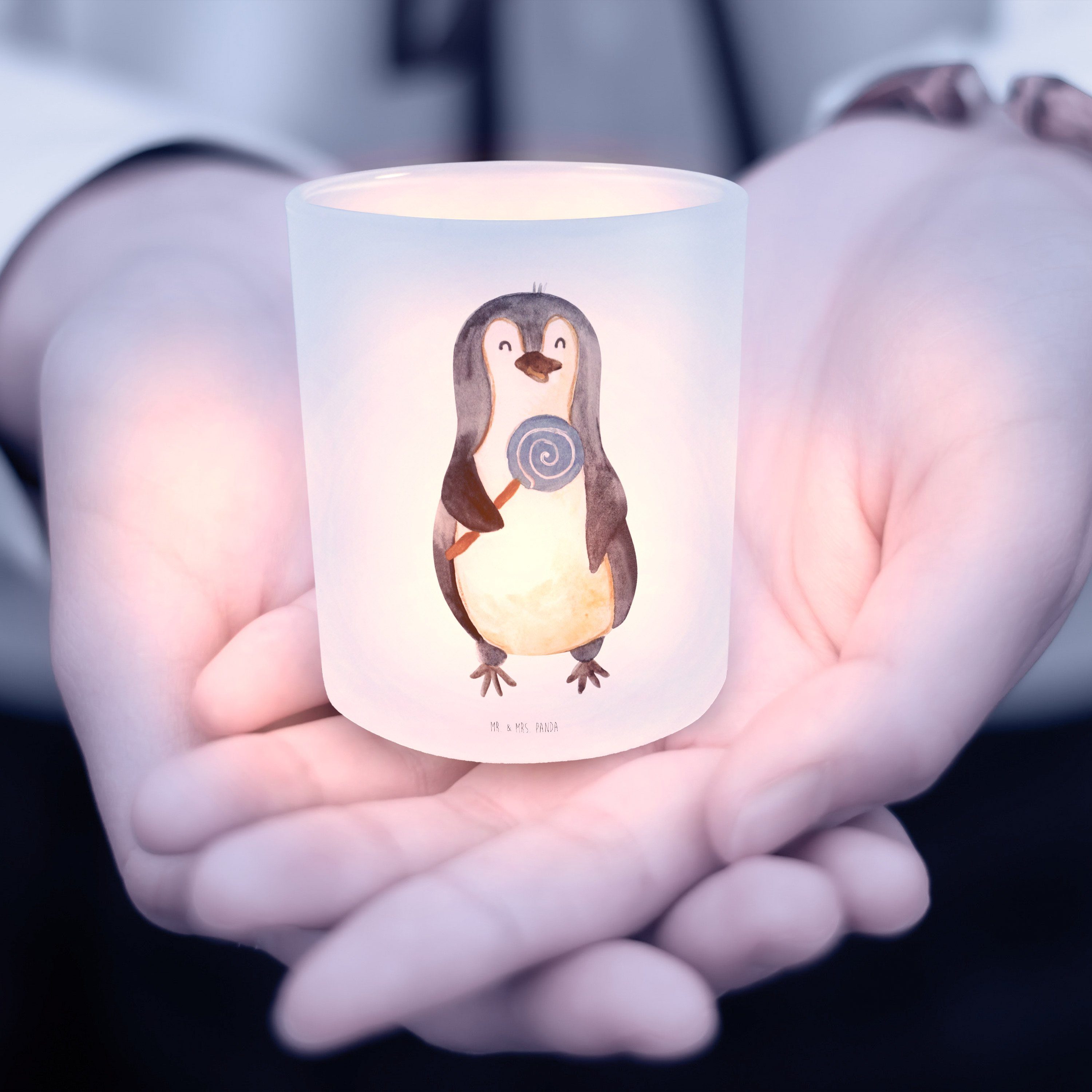 Mr. & Mrs. Panda Windlicht Blöd St) - Lolli Windlicht - Kerze, Pinguin Geschenk, Transparent (1 Gauner