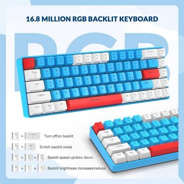 YINDIAO Tastatur- und Maus-Set, USB-C Kabel,Kabelgebundene Mechanische Tasten TKL Compact Layout