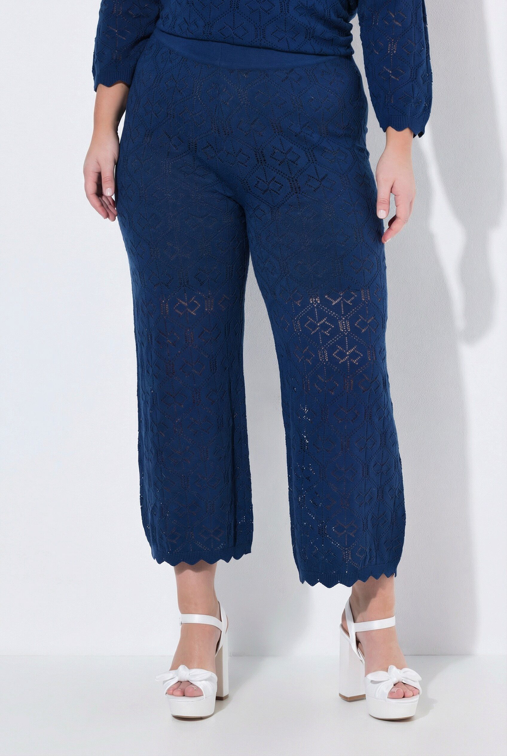 MIAMODA 7/8-Hose Culotte weites gerades Bein Ajour-Strick