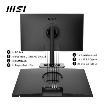 MSI Modern MD272QXP LED-Monitor (69 cm/27 ", 2560 x 1440 px, WQHD, 1 ms Reaktionszeit, 100 Hz, IPS-LED, höhenverstellbar, 3 Jahre Herstellergarantie, USB-C)