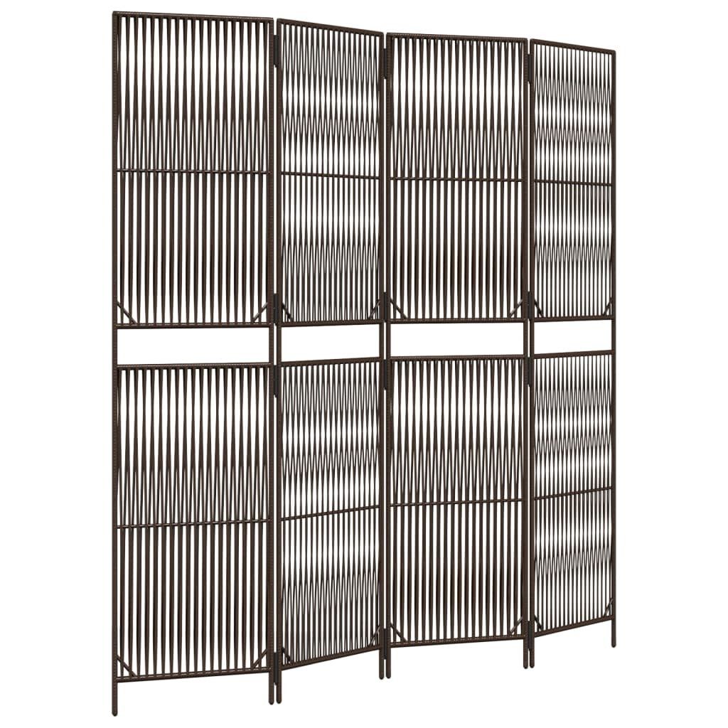 vidaXL Raumteiler Paravent 4-tlg. Braun Poly Rattan, 1-tlg.