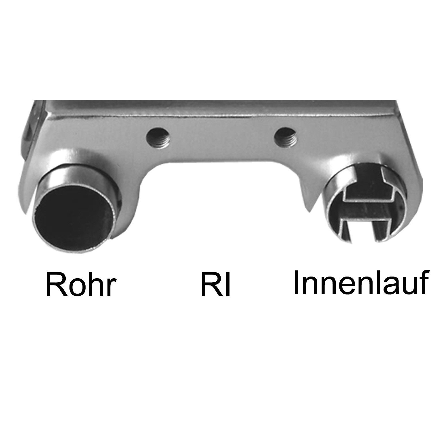 BASIT Gardinenstange Rohr und Innenlauf Edelstahloptik 20mm mit Deckenträgern 120 cm E30, Ø 20 mm, 2-läufig, verschraubt, Metall, D61RI 120 cm E30 Kappe – Bild 3 von 5