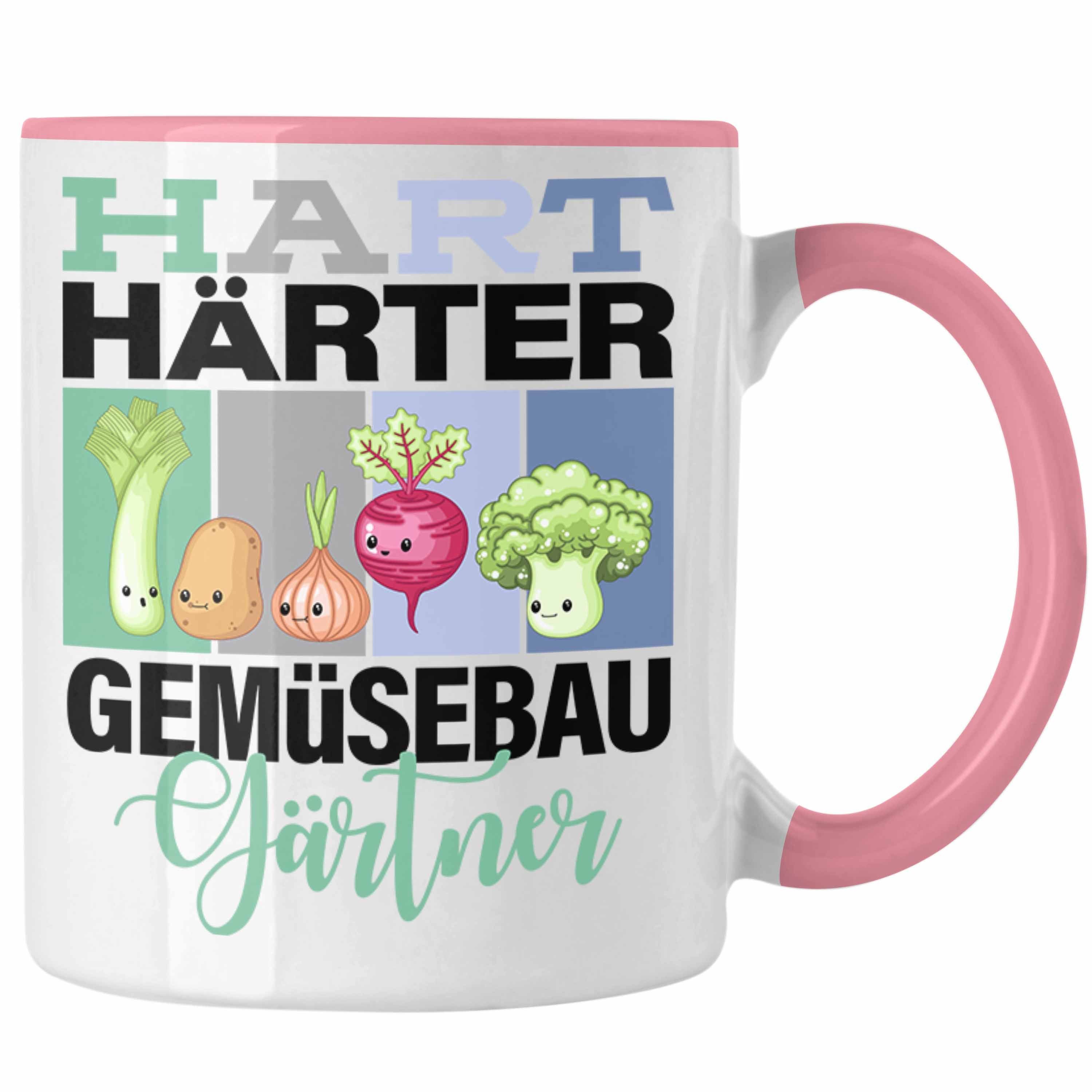 Trendation Tasse Lustige Tasse für Gemüsebaugärtner Geschenkidee Spruch "Hart Härter Ge Rosa
