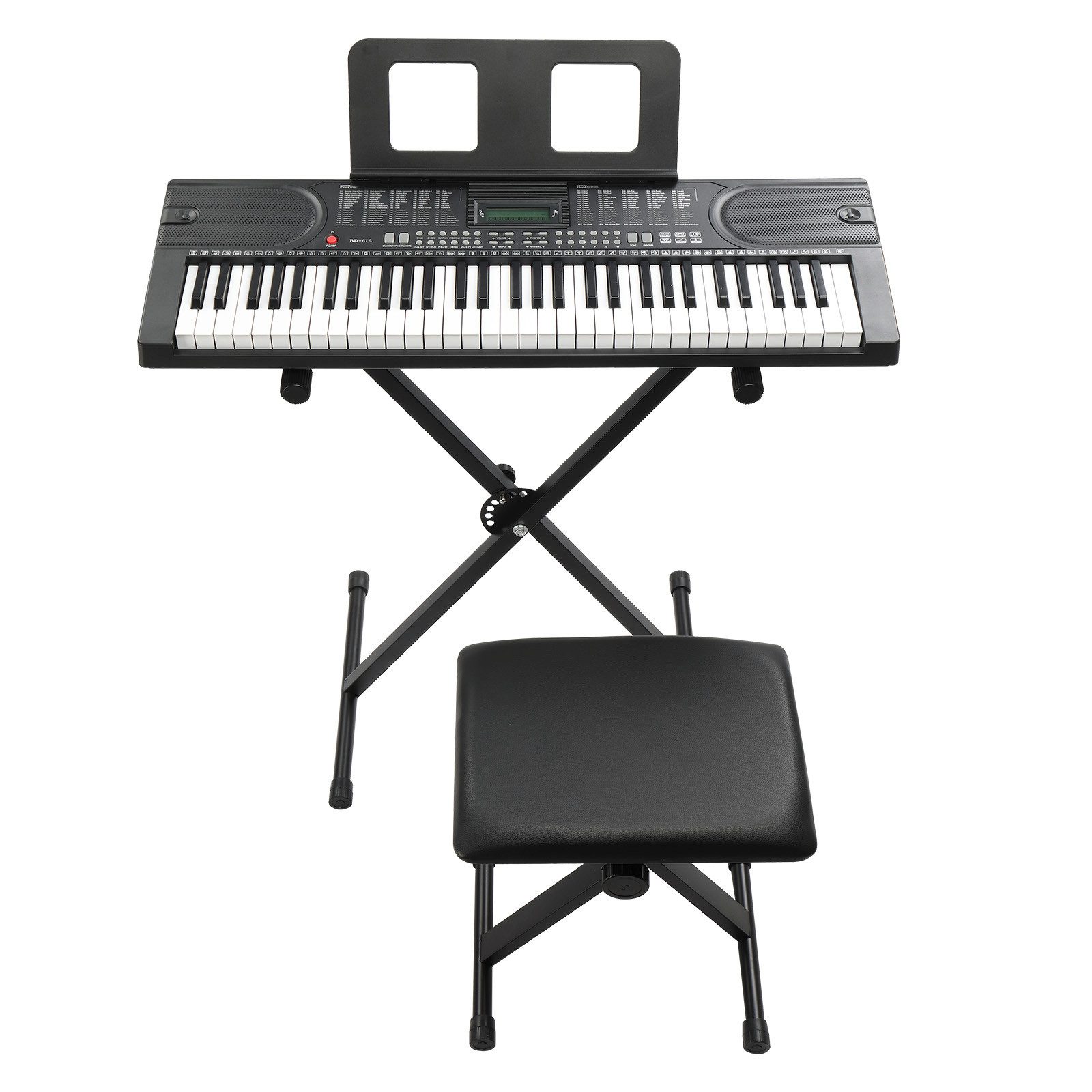 LALAHO Digitalpiano 61-Tasten Keyboard Piano Set mit Klavierständer, Klavier mit LCD-Bildschirm Bluetooth-MIDI , E-Piano für Anfänger