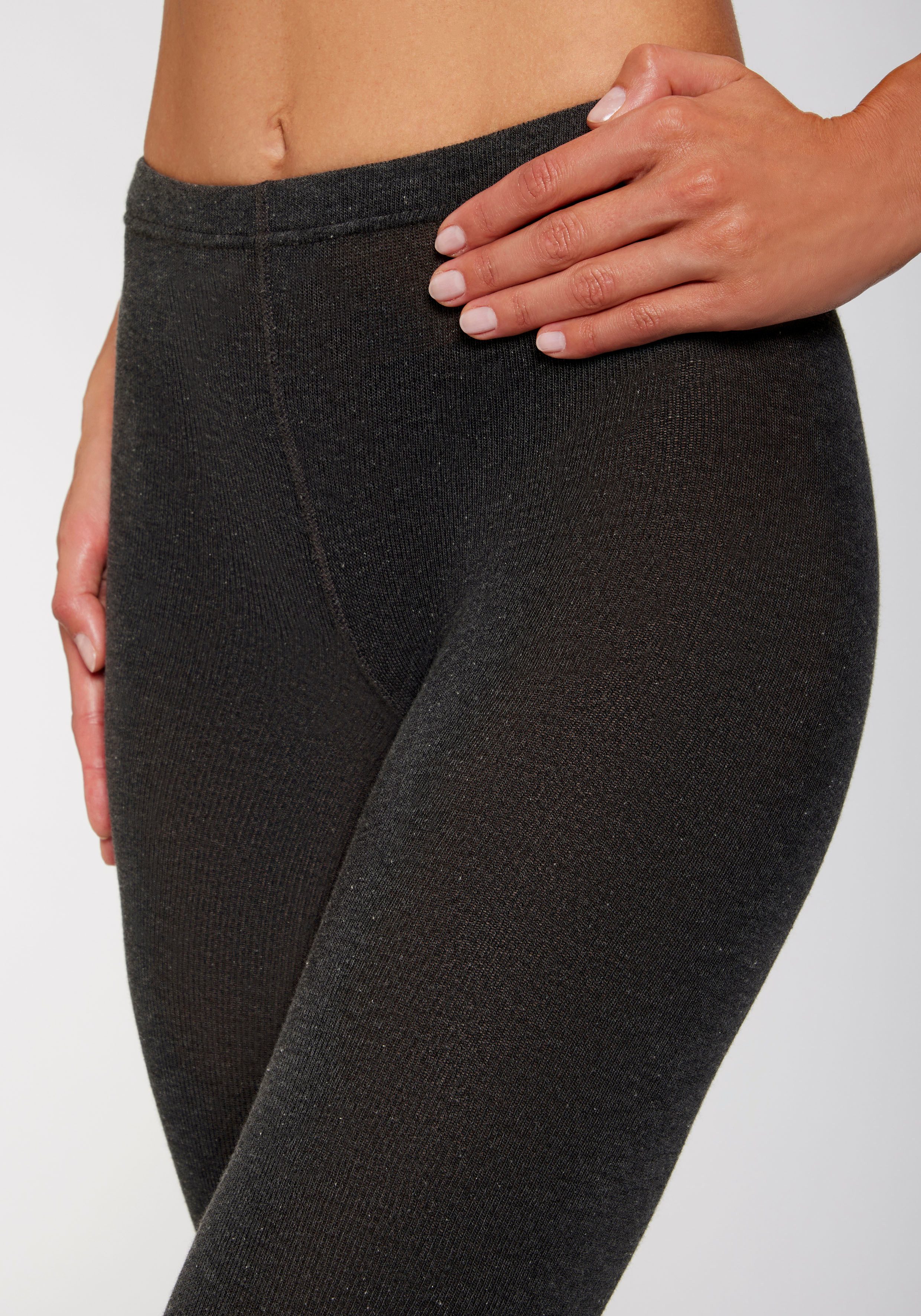 Lavana Strickstrumpfleggings Baumwoll Strumpfhose ohne Fuß, Uni Farben Thermosan, fein gestrickt, weich und elastisch – Bild 3 von 5
