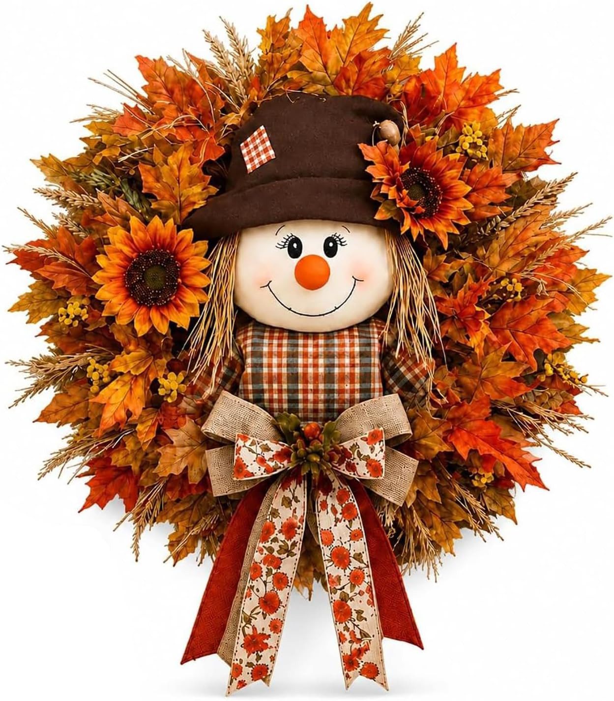 Bomiclss Dekofigur 45cm Herbstkranz Haustür, Türkranz Herbst für Herbst Dekoration, für Halloween, Erntedankfest, Garten, Bauernhaus, …