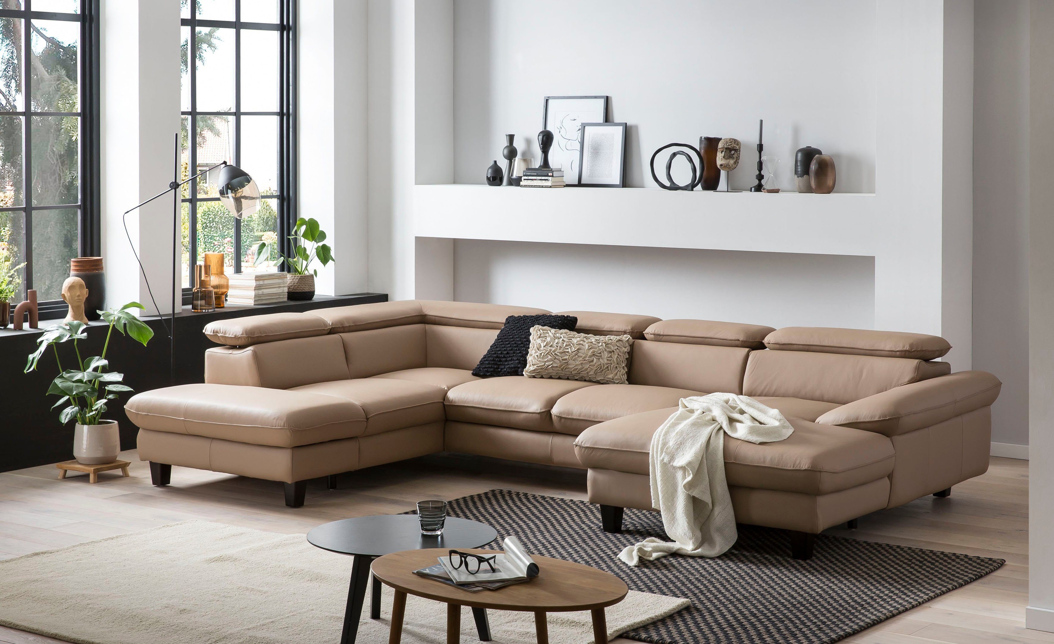 Home affaire Wohnlandschaft Pilot U-Form, mit Kopfteilverstellung, wahlweise mit Bettfunktion & Bettkasten