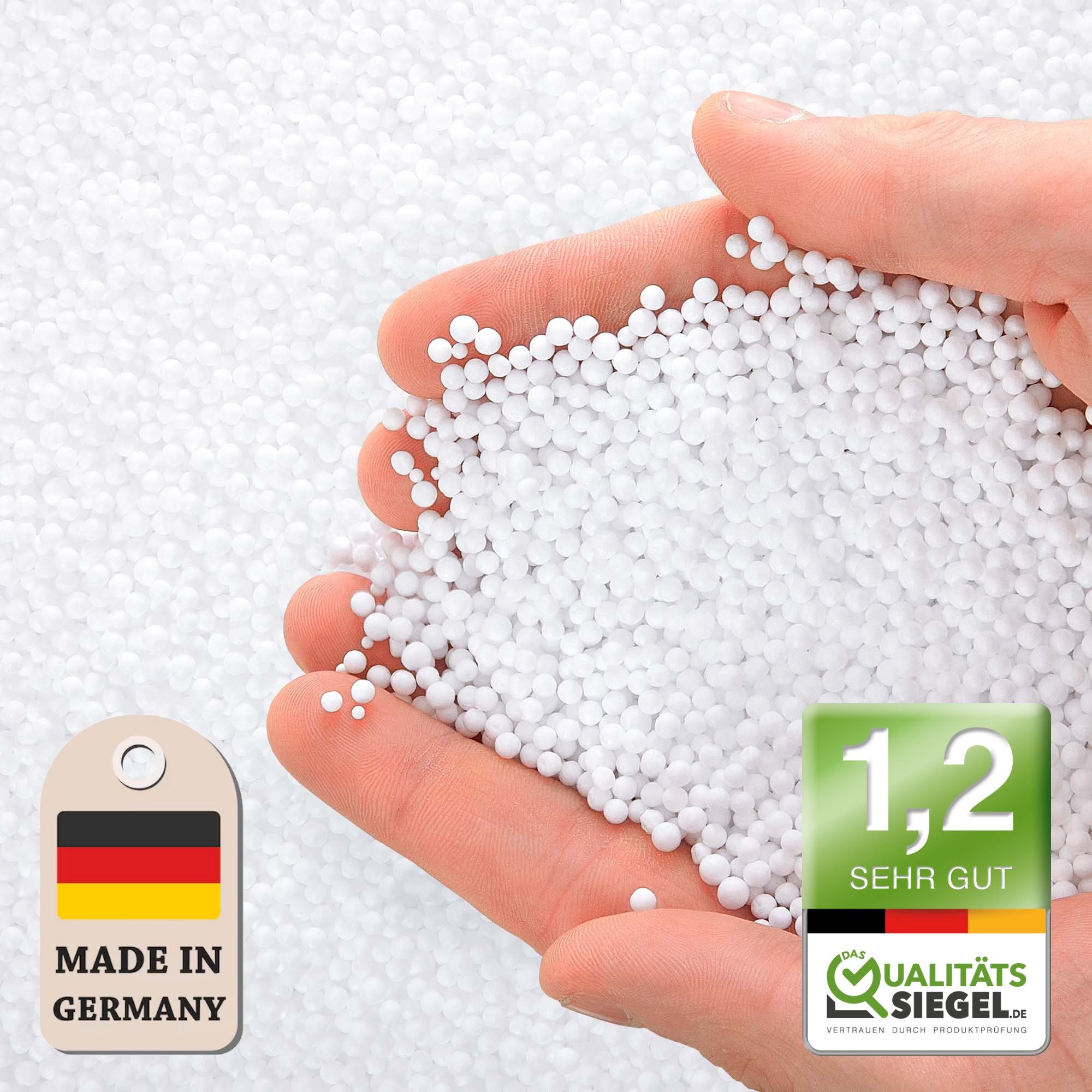 Green Bean Sitzsack Mikro-EPS Perlen - Styropor-Kügelchen (1 Liter - 430 Liter, Made in Germany), Nachfüllpack für Sitzsack-Füllung, Stillkissen, Kopfkissen