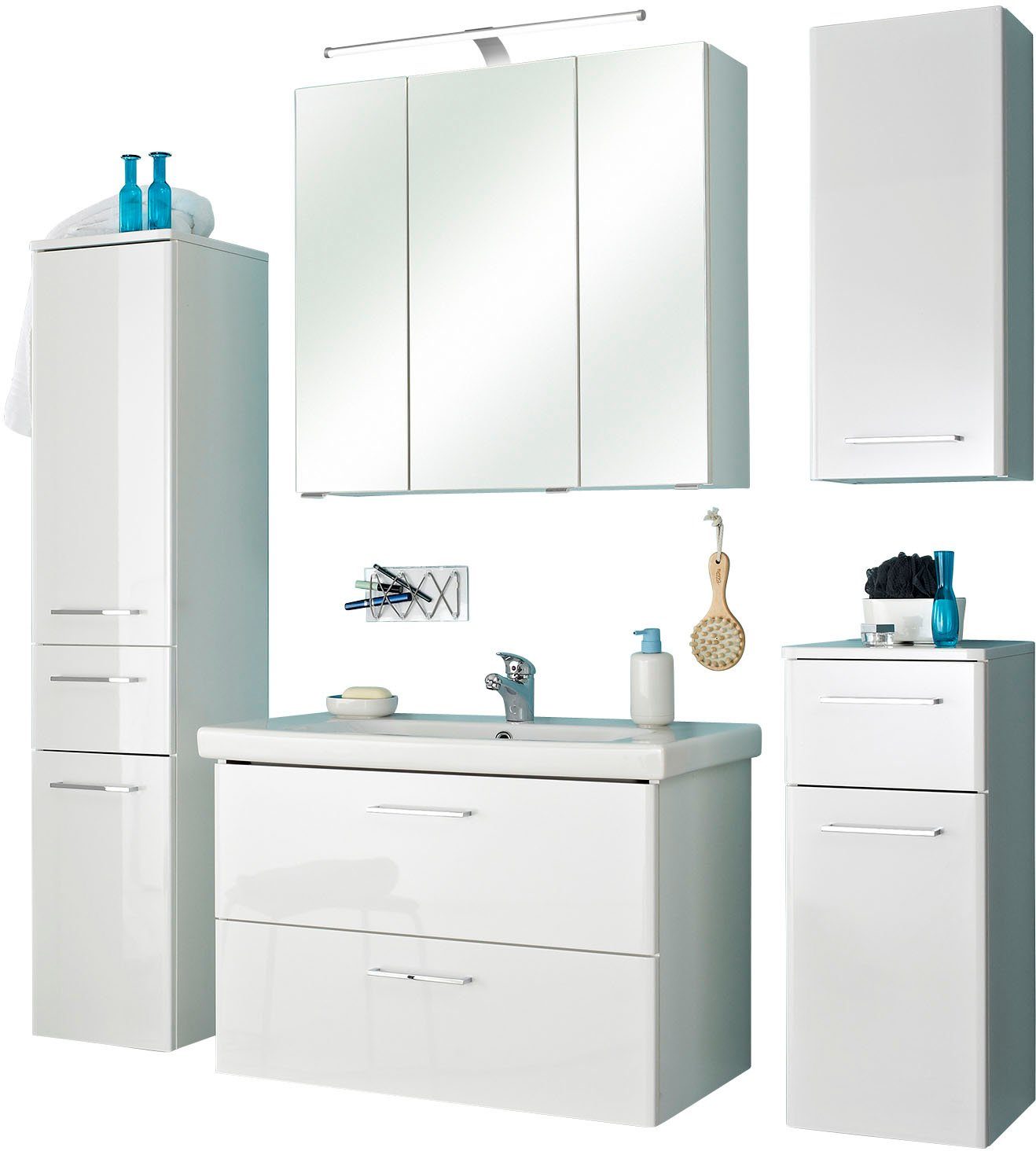 Saphir Badmöbel-Set Quickset 316 5-teilig, inkl. Keramik-Waschtisch und LED günstig online kaufen