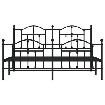 furnicato Bett Bettgestell mit Kopf- und Fußteil Metall Schwarz 180x200 cm