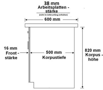 Küchen-Preisbombe Unterschrank 60 cm Eiche Artisan + Weiß Hochglanz Küchenzeile Küchenblock Küche