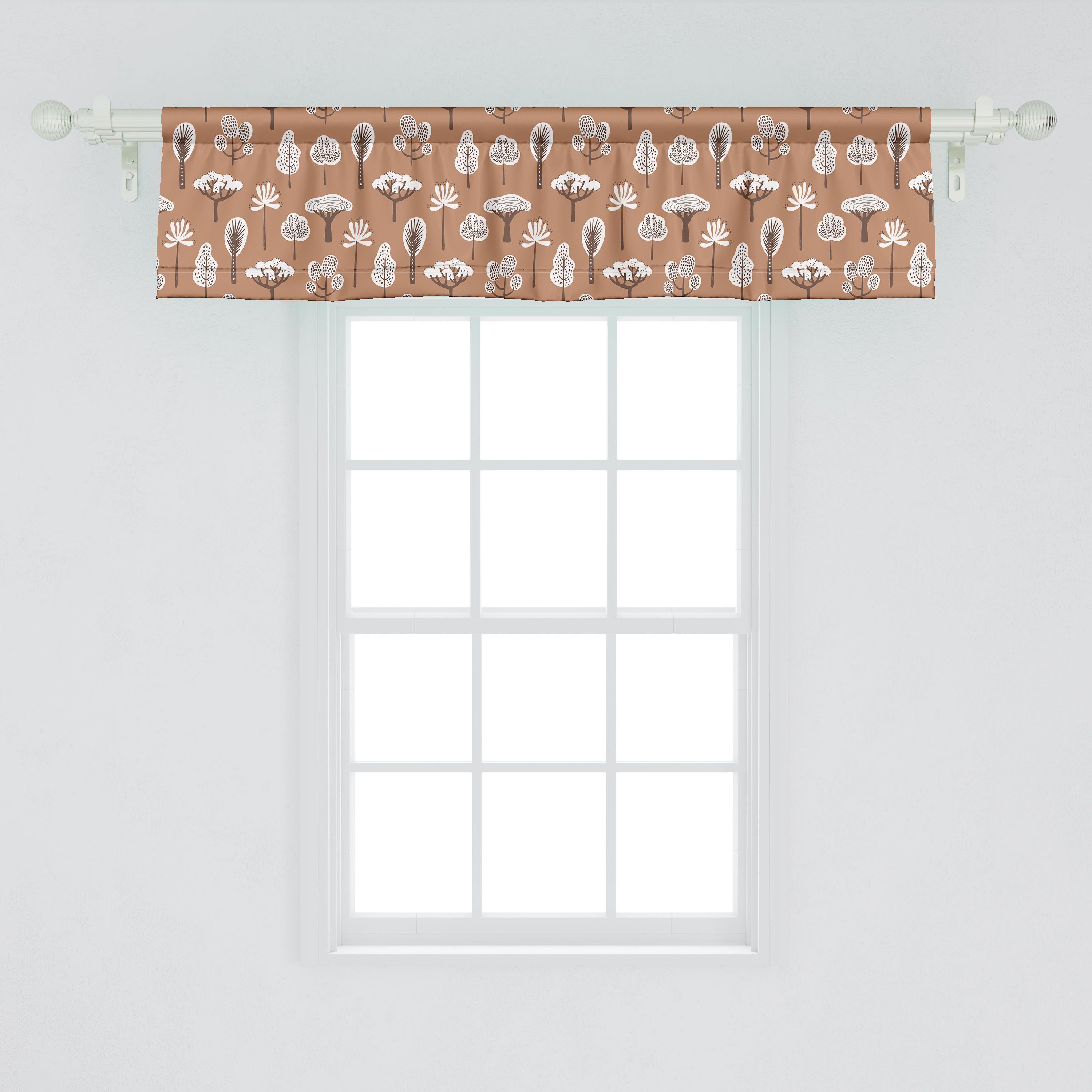 Scheibengardine Vorhang Volant für Abakuhaus, Element Dekor mit Botanisch Baum- und Stangentasche, Microfaser, Küche Schlafzimmer Pflanzen
