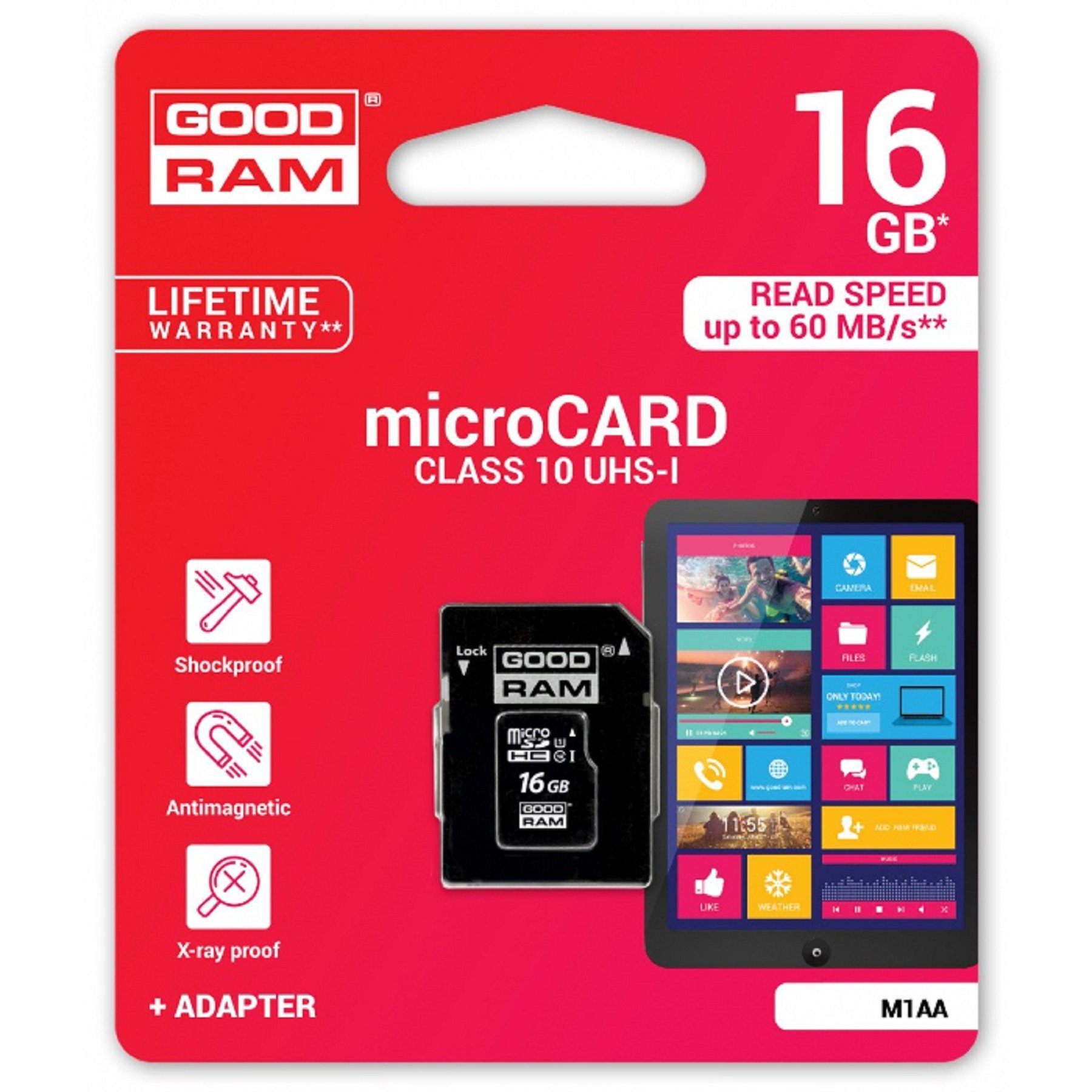 Goodram Speicherkarten MicroCARD Class 4 Class 10 UHS-I 256GB mit Adapter Speicherkarte (16 GB)