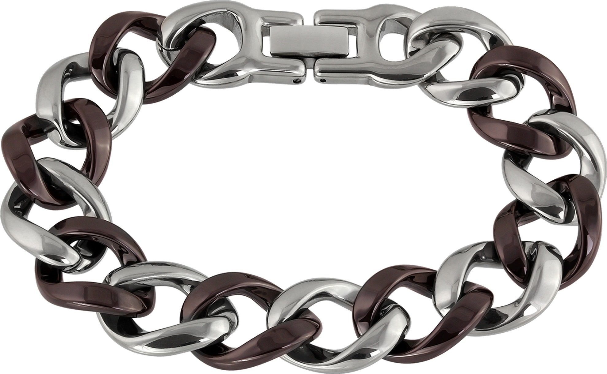 Amello Edelstahlarmband Amello Panzer Armband silber rotbraun (Armband),  Armbänder für Damen Edelstahl (Stainless Steel)