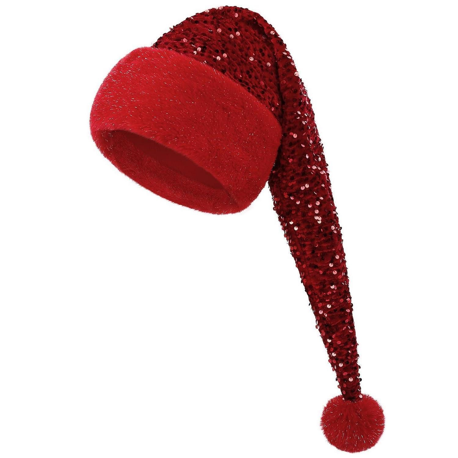 LuxusKollektion Plüschmütze Weihnachtsmütze Samt Glitzerrot (1-St)