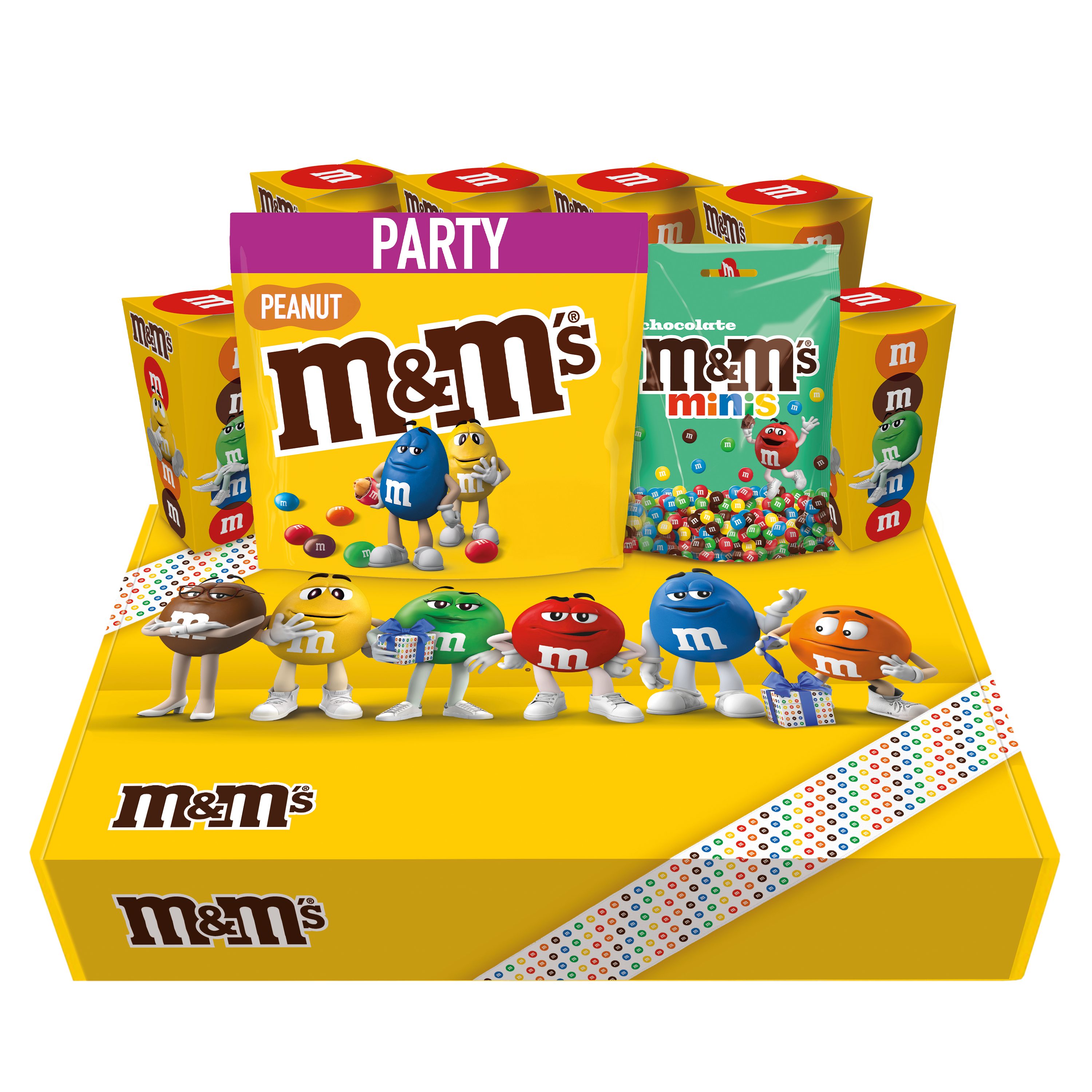Mars GmbH Süßigkeit M&M'S Movie-Box 800g Peanut Partybag + Minis 135g + 6 Becher