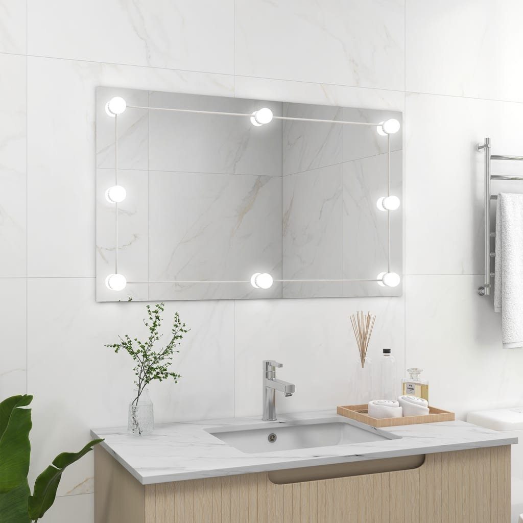 furnicato Wandspiegel ohne Rahmen mit Rechteckig LED-Beleuchtung Glas