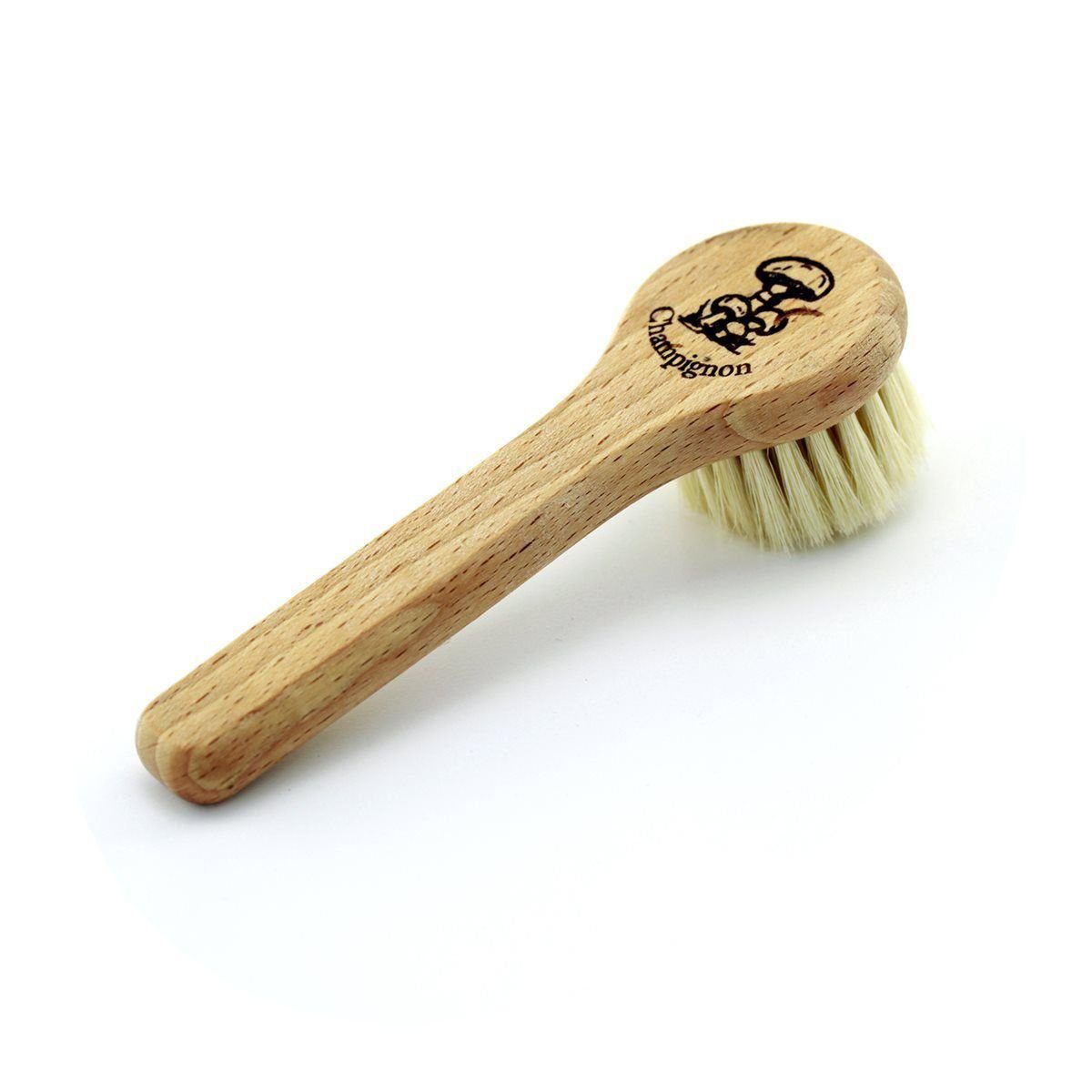 TelMo Reinigungsbürste Champignonbürste helle Borsten mit Stiel Buchenholz Größe 13cm